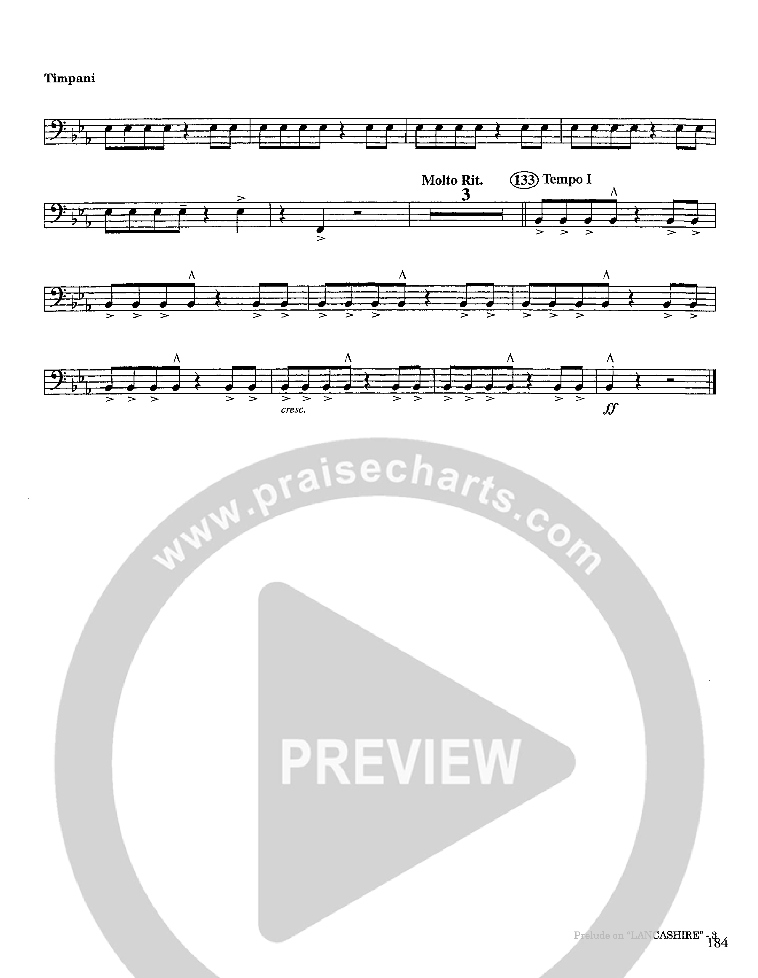 Prelude On Lancashire (Instrumental) Timpani (Lifeway Worship / Arr. Steve Dunn)