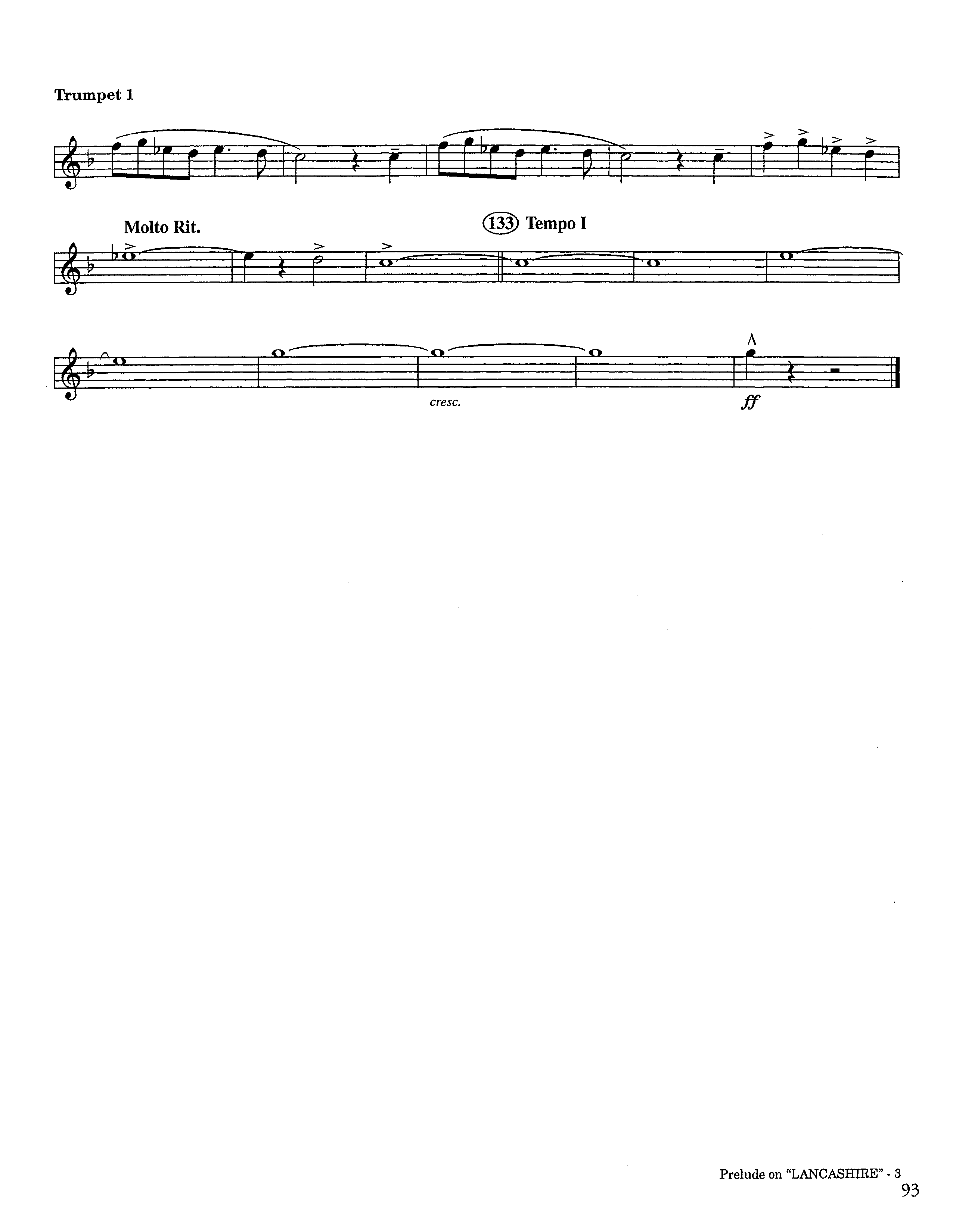 Prelude On Lancashire (Instrumental) Trumpet 1 (Lifeway Worship / Arr. Steve Dunn)