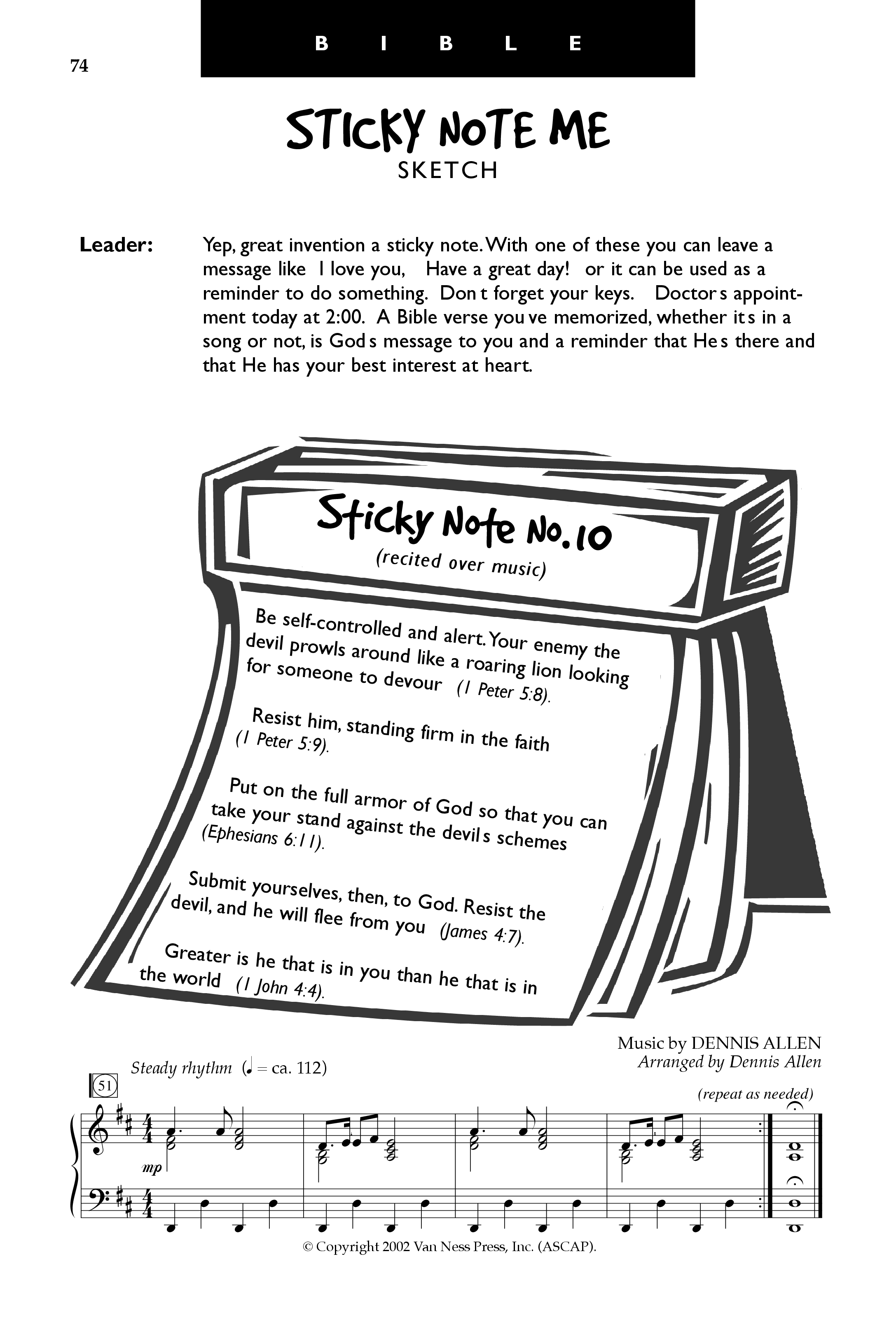 Sticky Notes And Bible Quotes (11 Song Collection) Song 11 (Piano SATB) (Lifeway Kids / Arr. Dennis Allen)