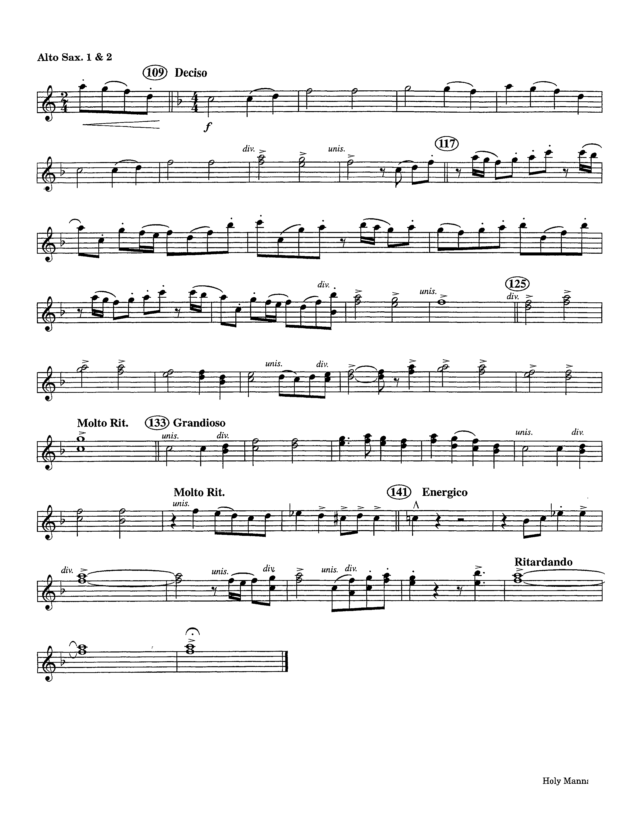 Holy Manna (Instrumental) Alto Sax 1/2 (Lifeway Worship / Arr. Ed Hogan)