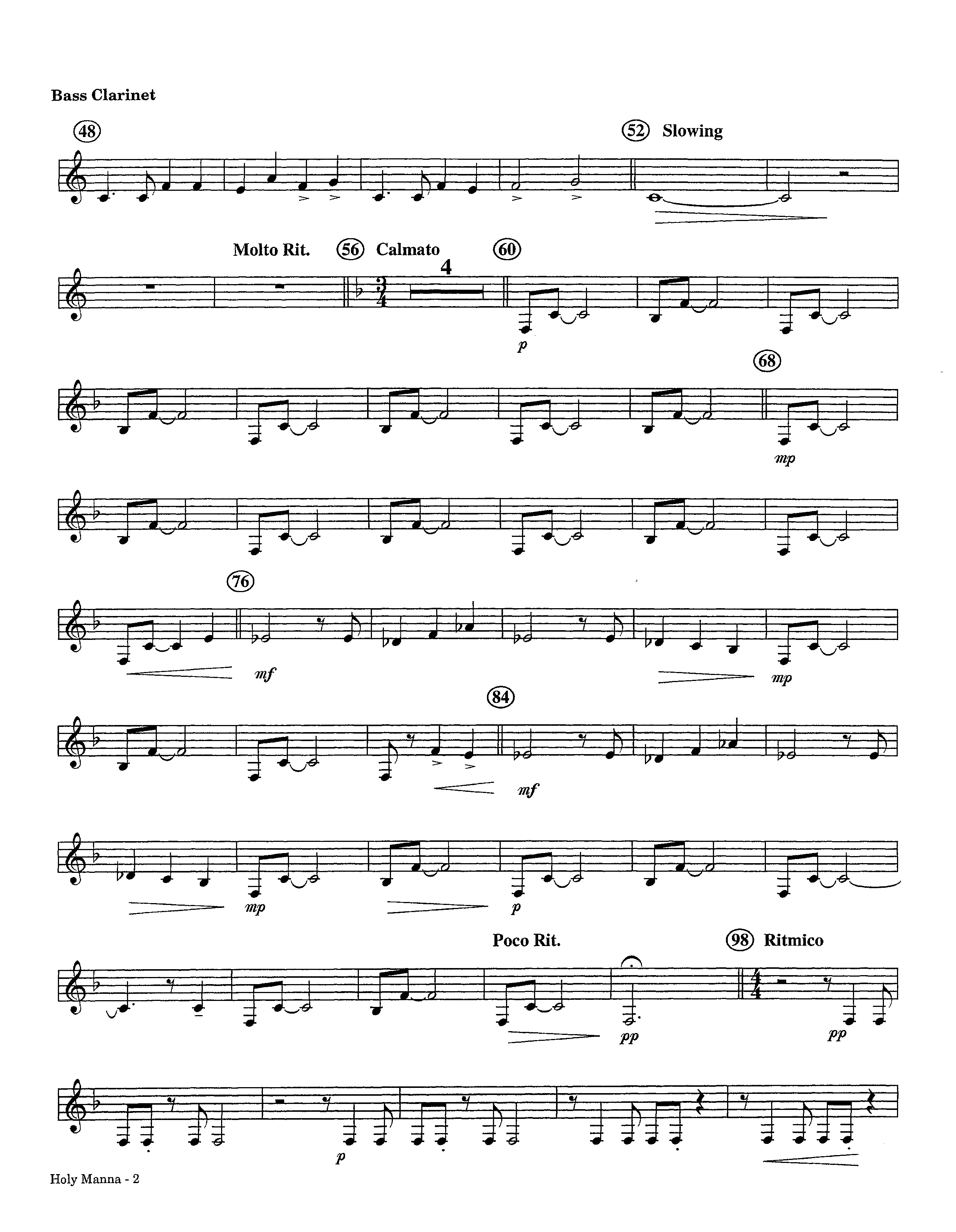 Holy Manna (Instrumental) Bass Clarinet (Lifeway Worship / Arr. Ed Hogan)