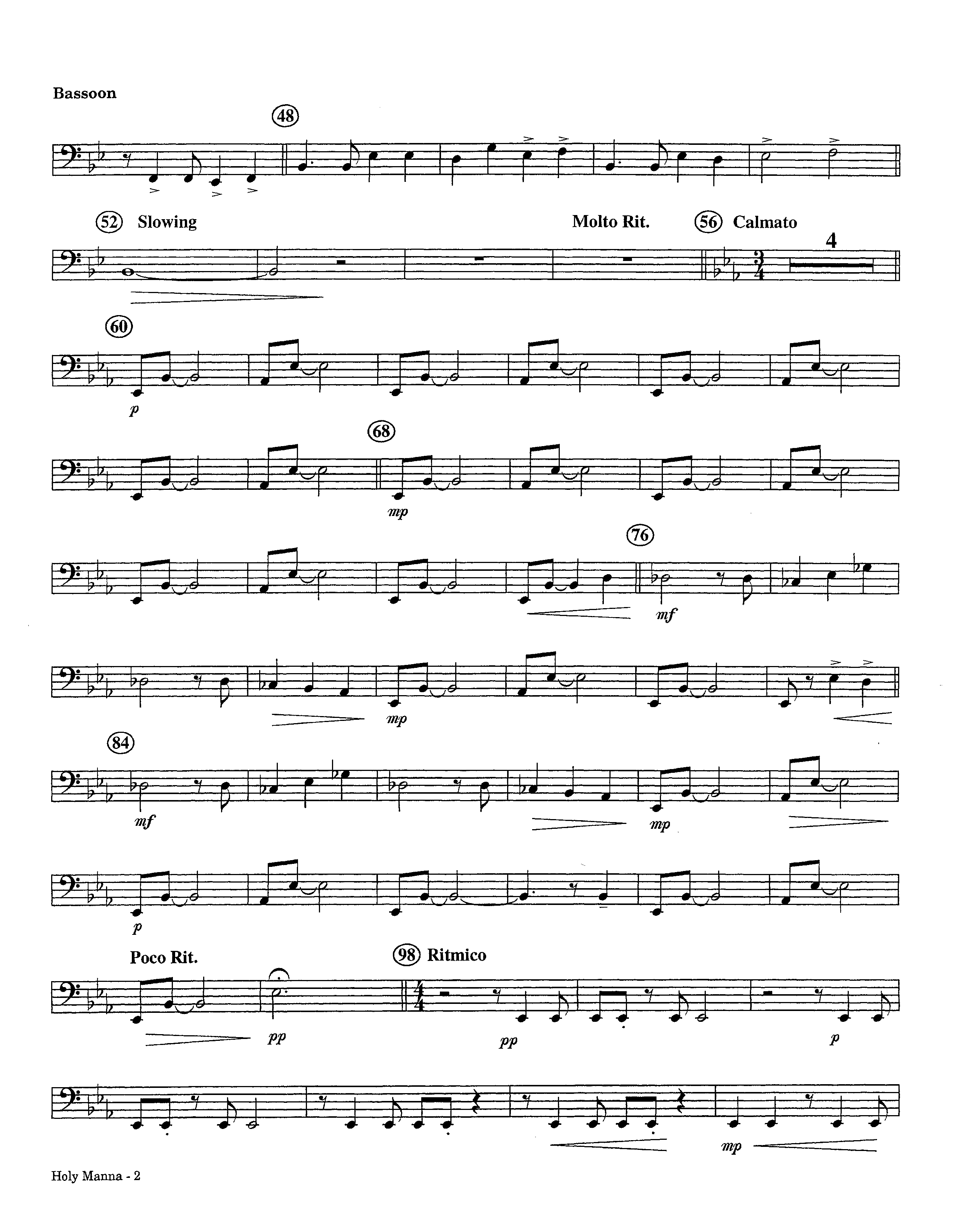 Holy Manna (Instrumental) Bassoon (Lifeway Worship / Arr. Ed Hogan)