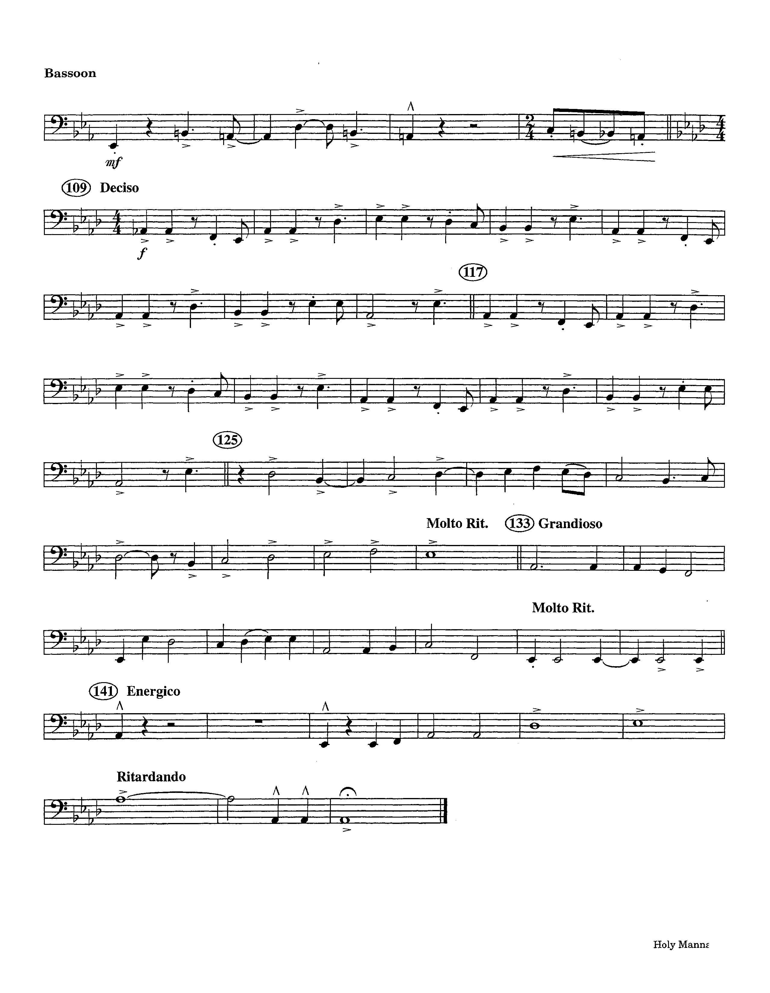 Holy Manna (Instrumental) Bassoon (Lifeway Worship / Arr. Ed Hogan)