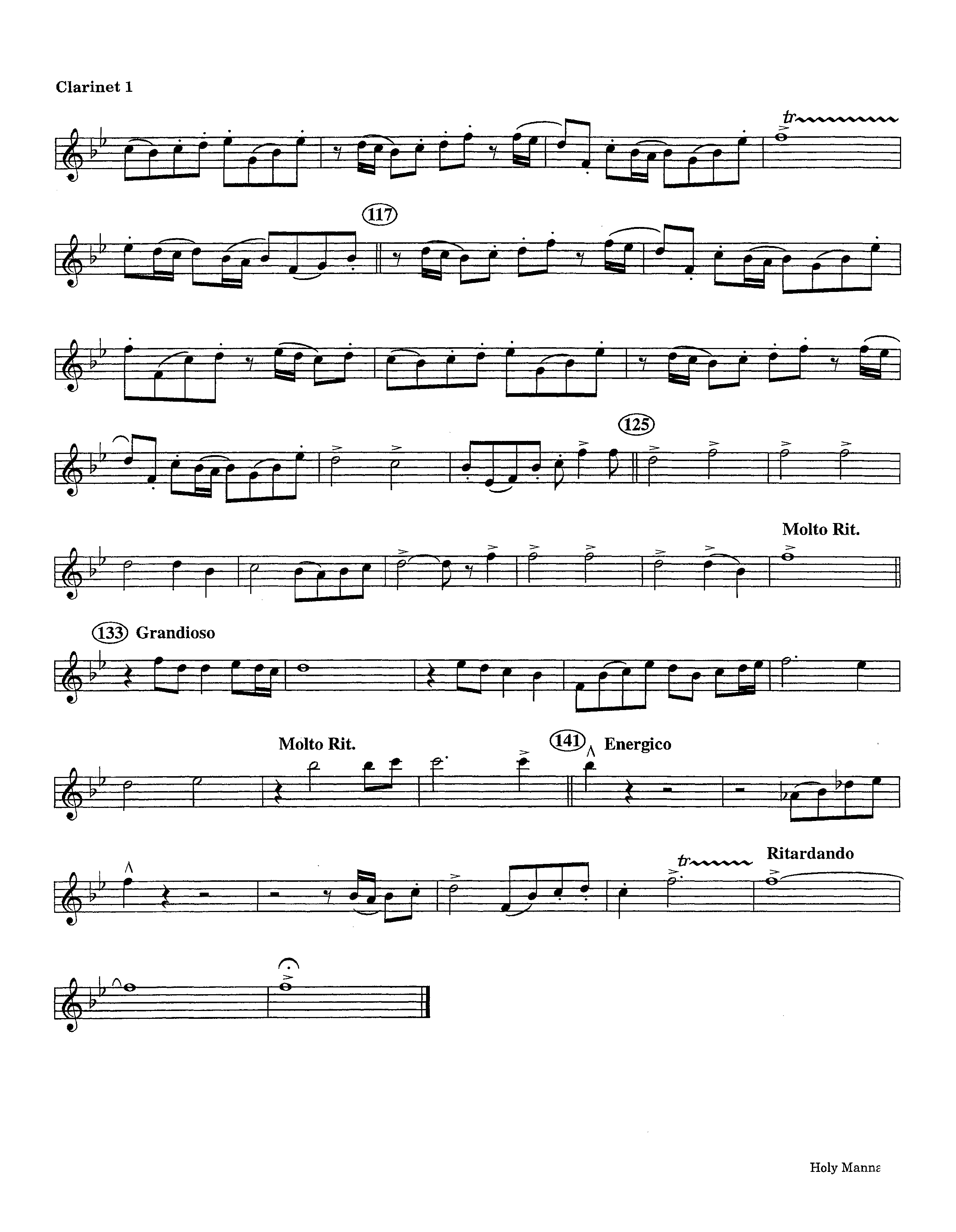 Holy Manna (Instrumental) Clarinet 1/2 (Lifeway Worship / Arr. Ed Hogan)