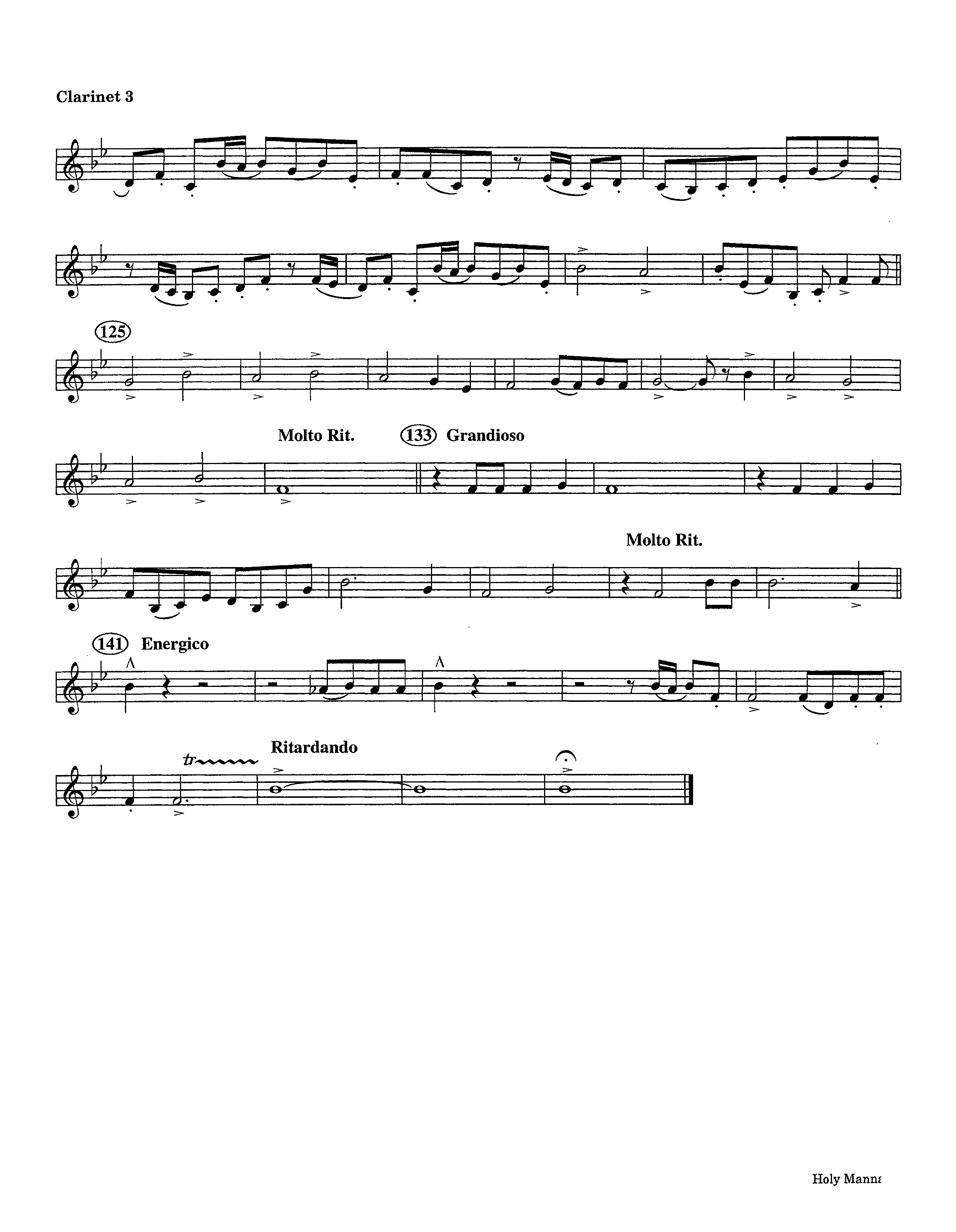 Holy Manna (Instrumental) Clarinet 3 (Lifeway Worship / Arr. Ed Hogan)