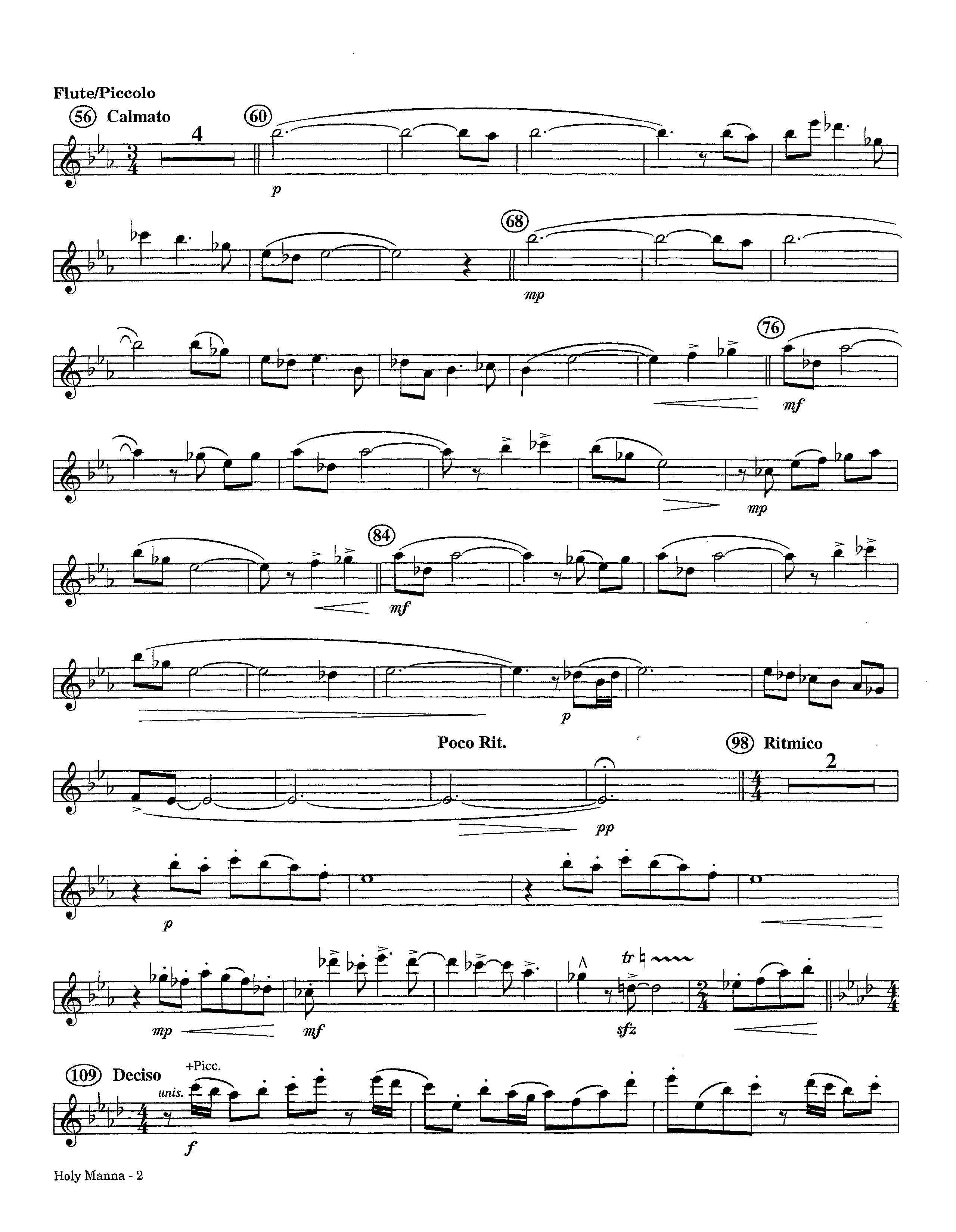 Holy Manna (Instrumental) Flute/Piccolo (Lifeway Worship / Arr. Ed Hogan)