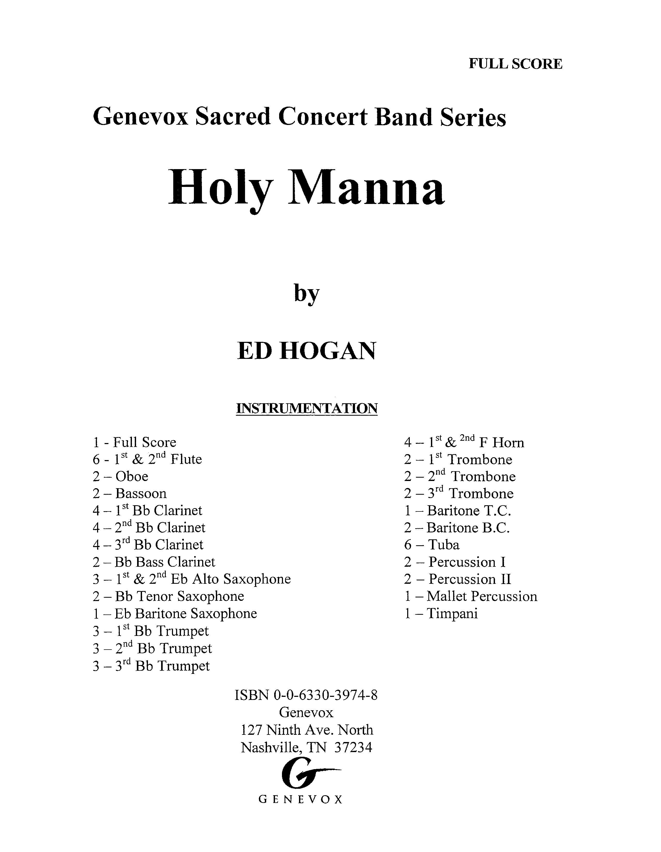Holy Manna (Instrumental) Instructions (Lifeway Worship / Arr. Ed Hogan)
