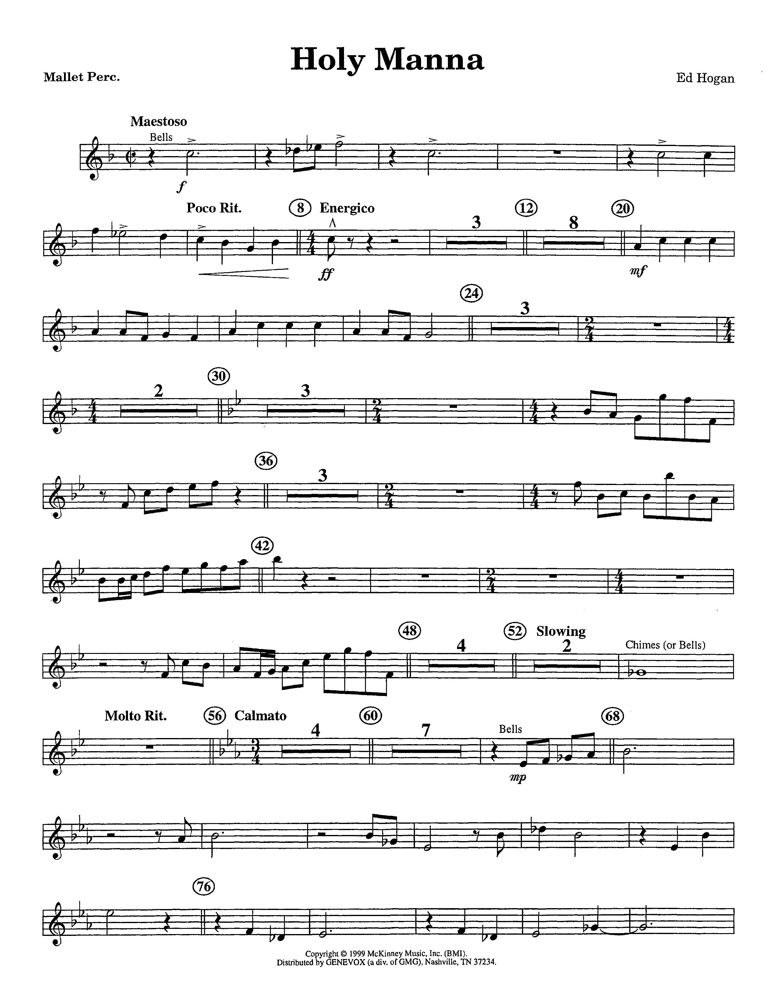 Holy Manna (Instrumental) Mallets (Lifeway Worship / Arr. Ed Hogan)