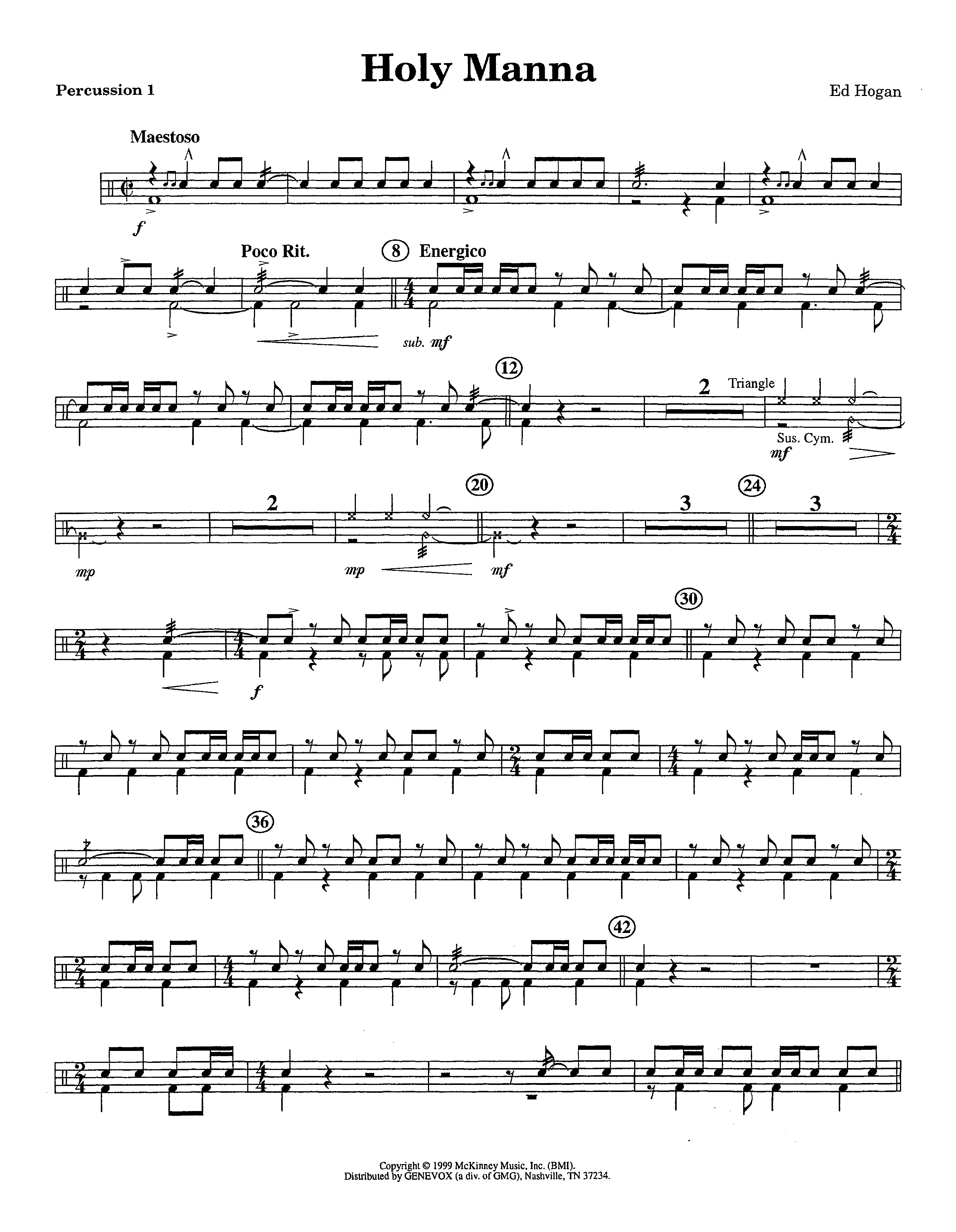 Holy Manna (Instrumental) Percussion 1/2 (Lifeway Worship / Arr. Ed Hogan)