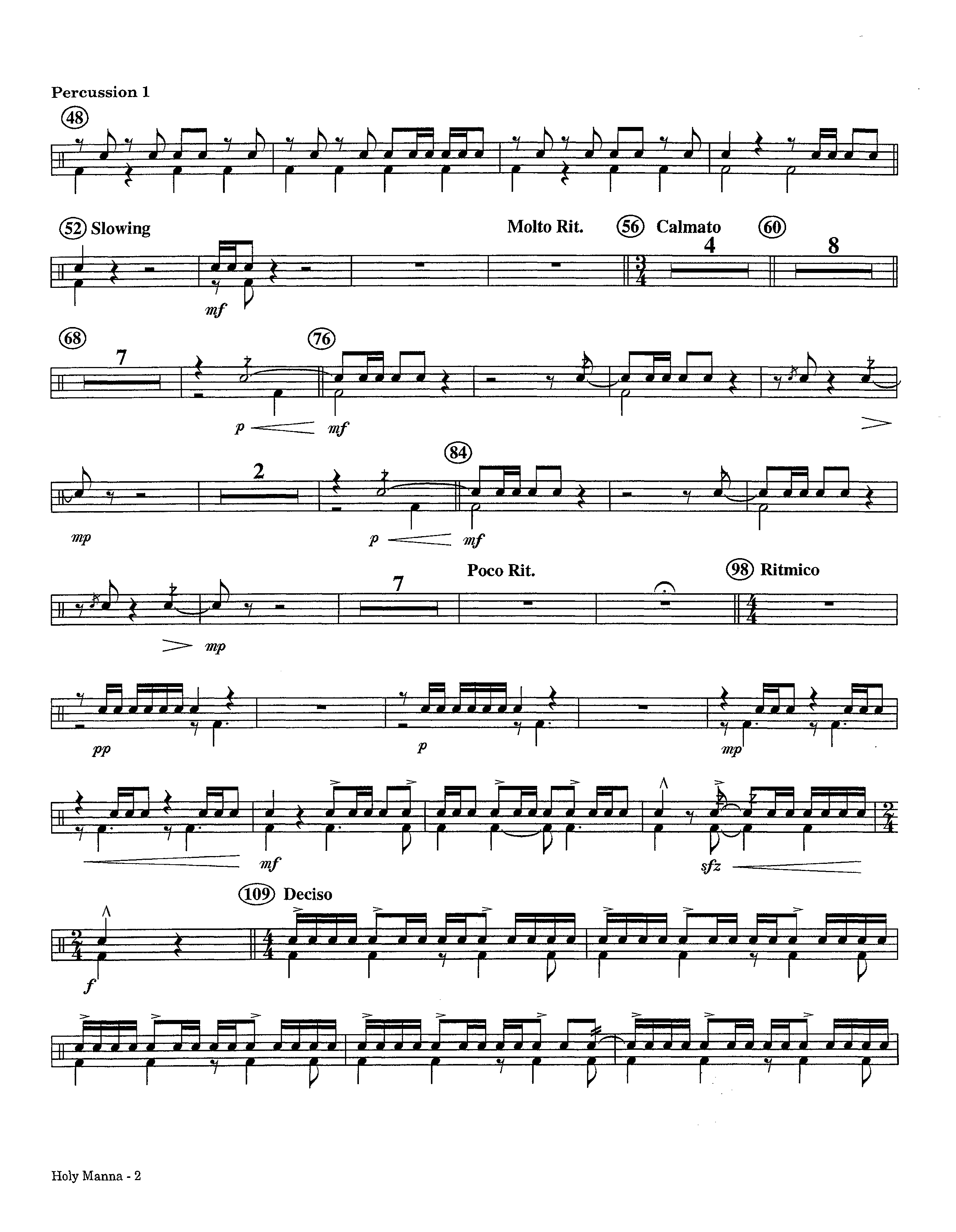 Holy Manna (Instrumental) Percussion 1/2 (Lifeway Worship / Arr. Ed Hogan)
