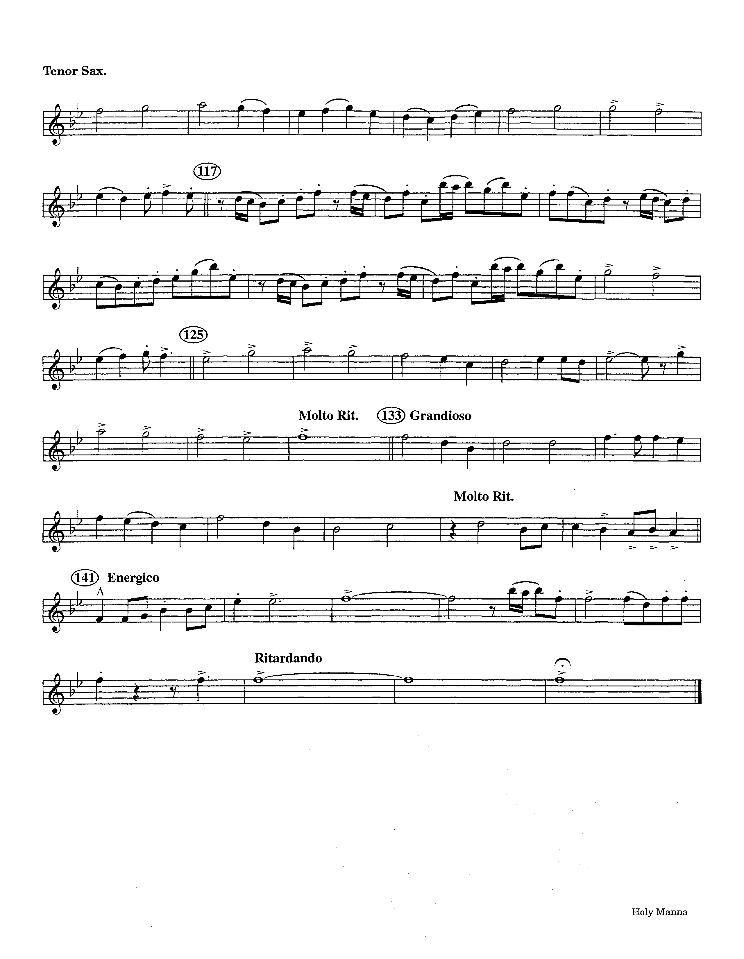Holy Manna (Instrumental) Tenor Sax 1 (Lifeway Worship / Arr. Ed Hogan)