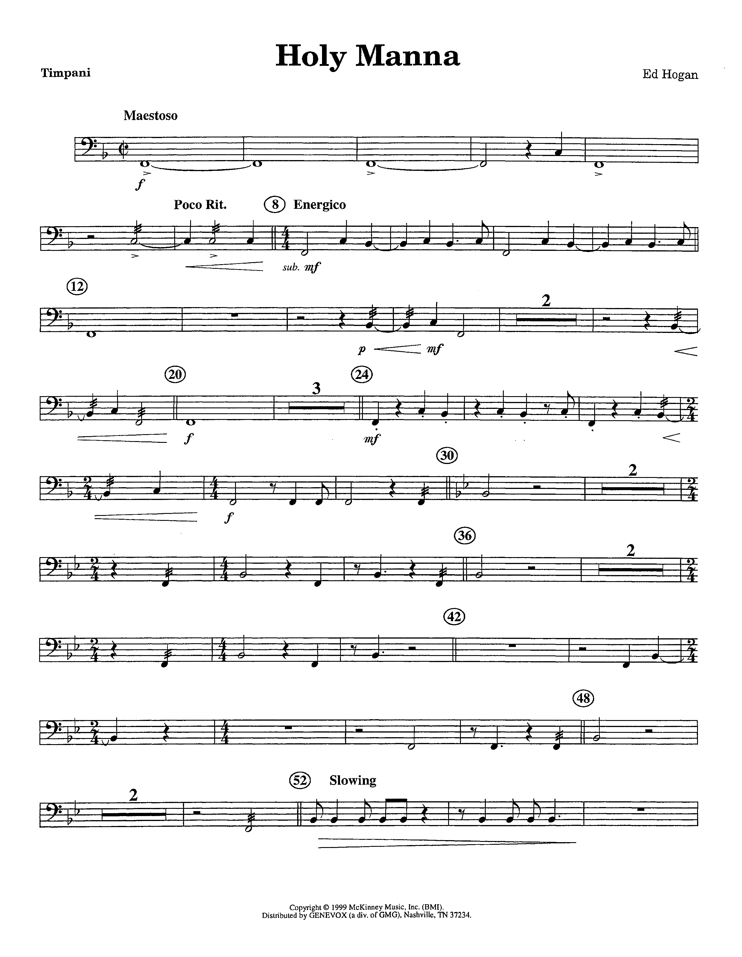 Holy Manna (Instrumental) Timpani (Lifeway Worship / Arr. Ed Hogan)