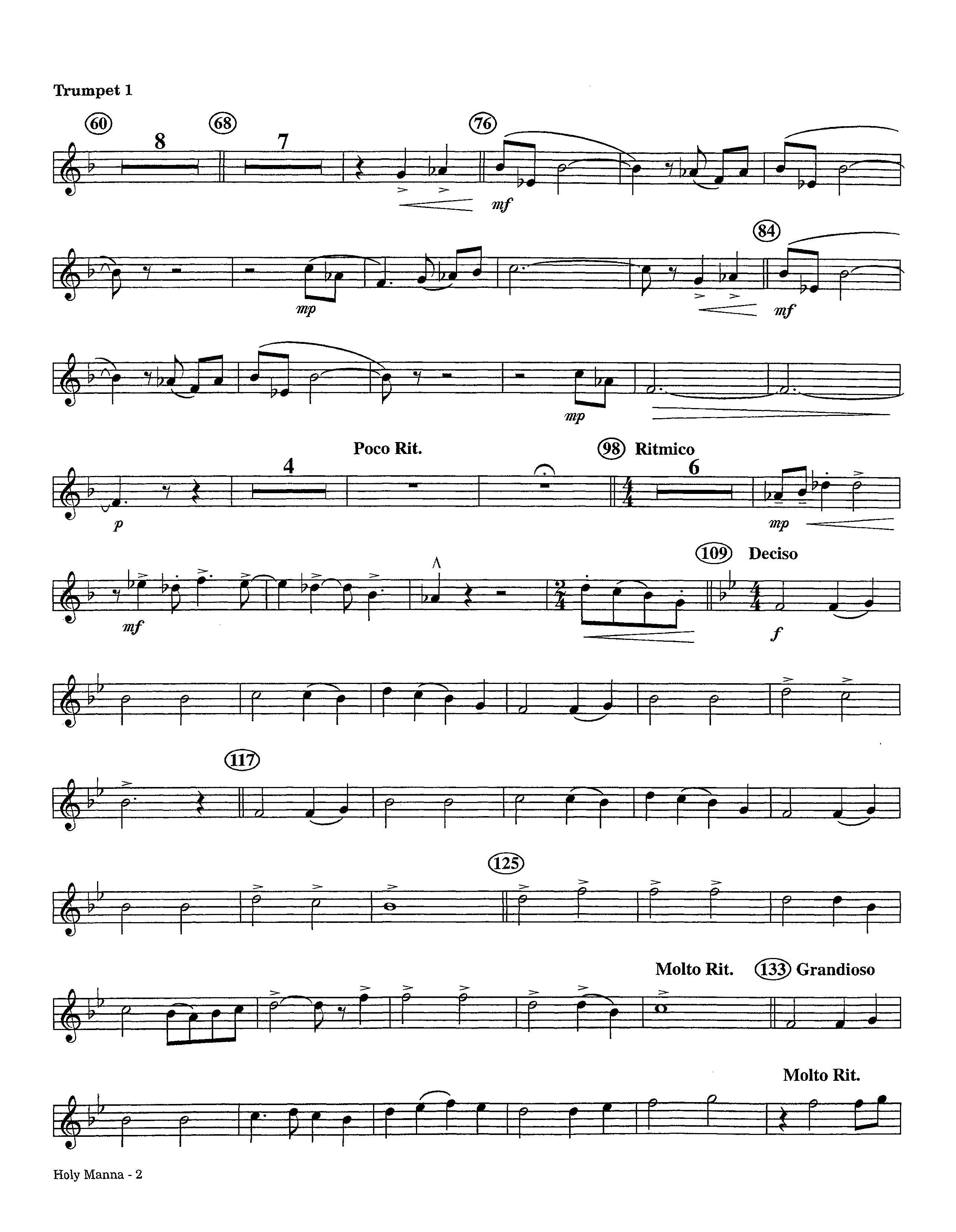 Holy Manna (Instrumental) Trumpet 1 (Lifeway Worship / Arr. Ed Hogan)