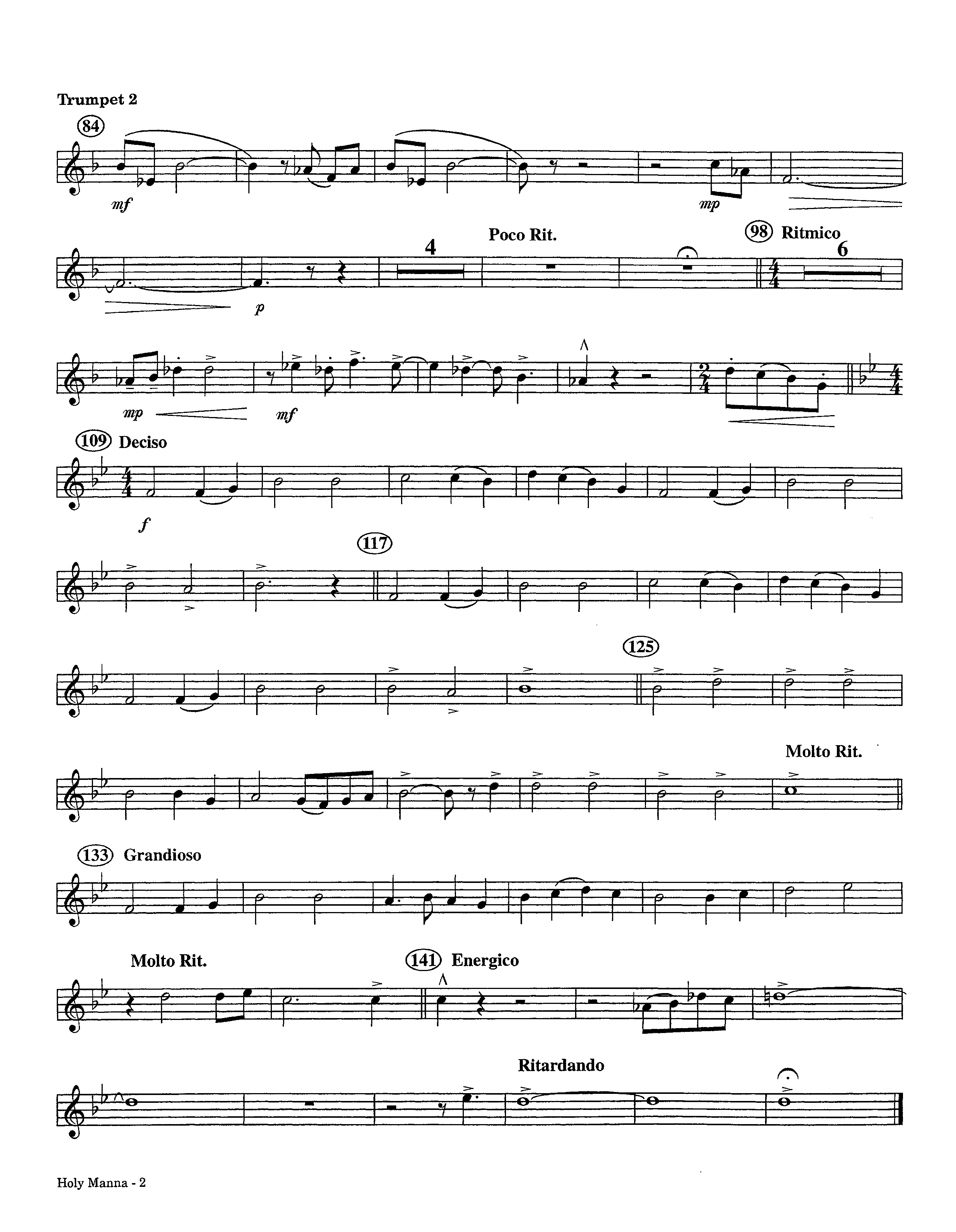 Holy Manna (Instrumental) Trumpet 2 (Lifeway Worship / Arr. Ed Hogan)