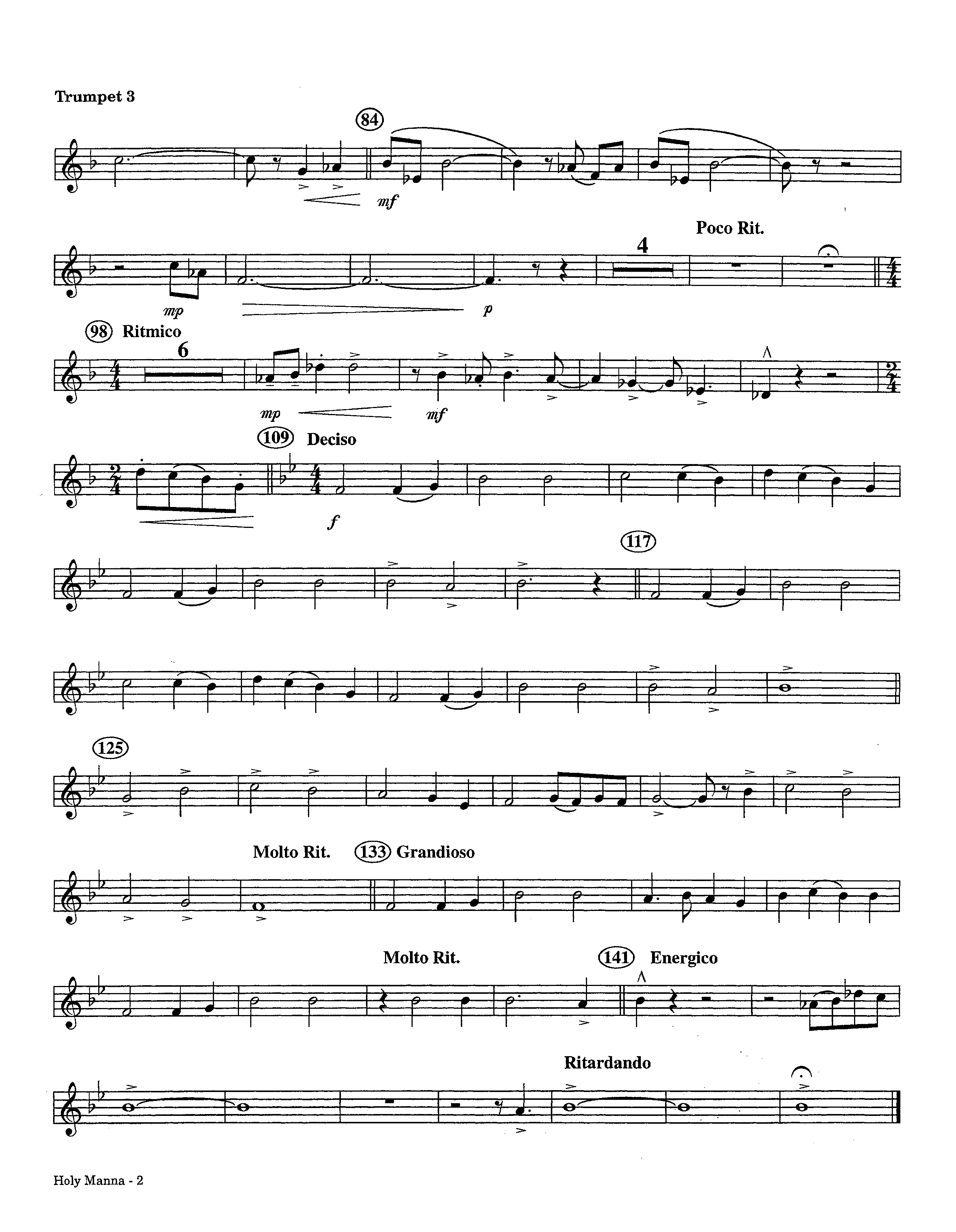 Holy Manna (Instrumental) Trumpet 3 (Lifeway Worship / Arr. Ed Hogan)