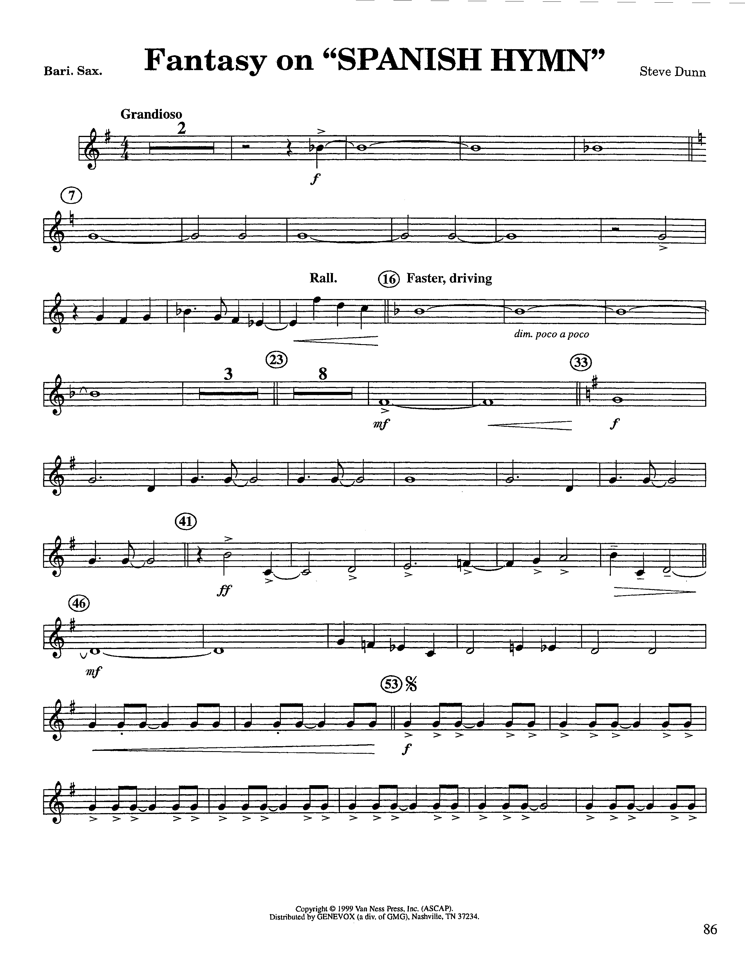 Fantasy On Spanish Hymn (Instrumental) Bari Sax (Lifeway Worship / Arr. Steve Dunn)