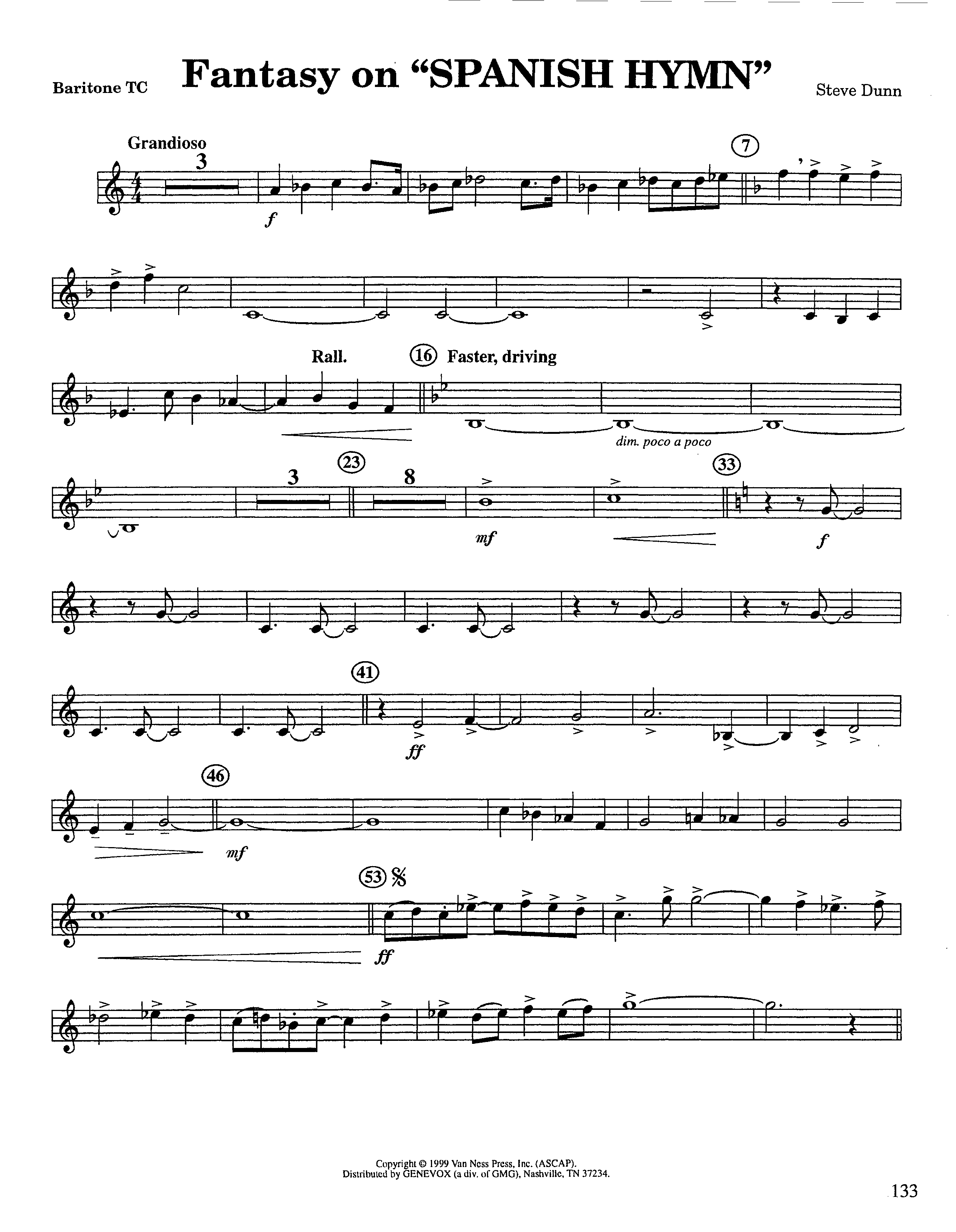 Fantasy On Spanish Hymn (Instrumental) Baritone TC (Lifeway Worship / Arr. Steve Dunn)