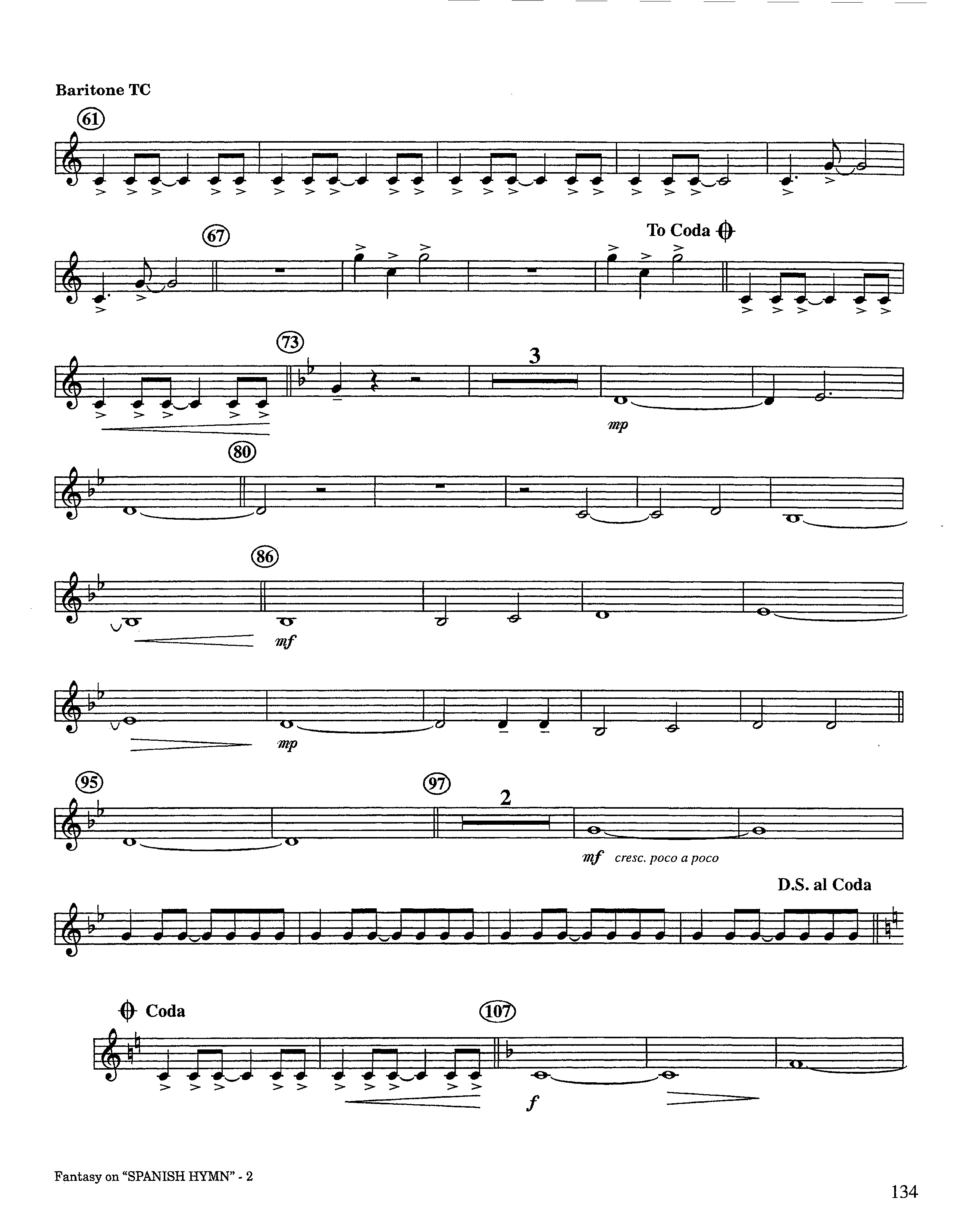 Fantasy On Spanish Hymn (Instrumental) Baritone TC (Lifeway Worship / Arr. Steve Dunn)