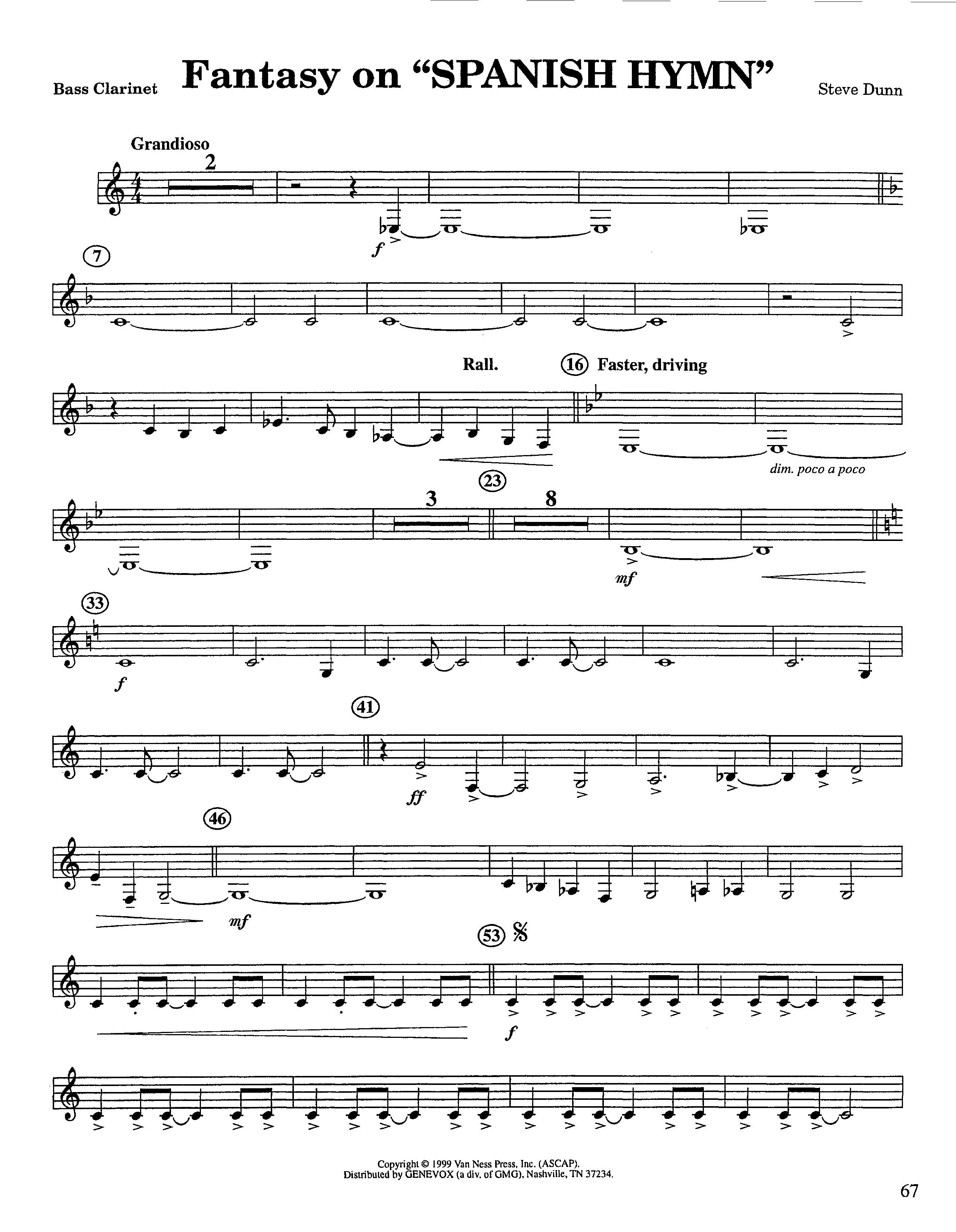 Fantasy On Spanish Hymn (Instrumental) Bass Clarinet (Lifeway Worship / Arr. Steve Dunn)