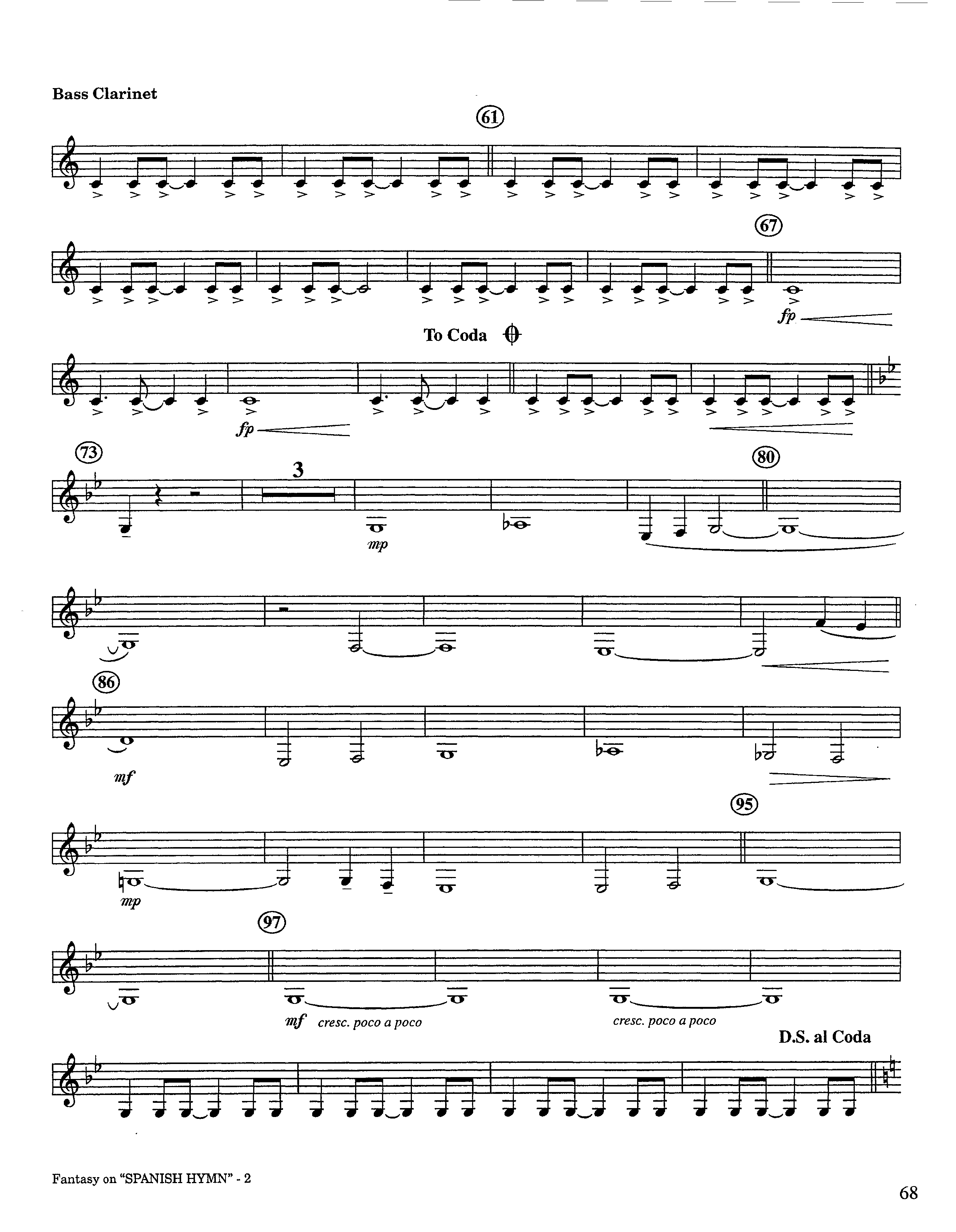 Fantasy On Spanish Hymn (Instrumental) Bass Clarinet (Lifeway Worship / Arr. Steve Dunn)