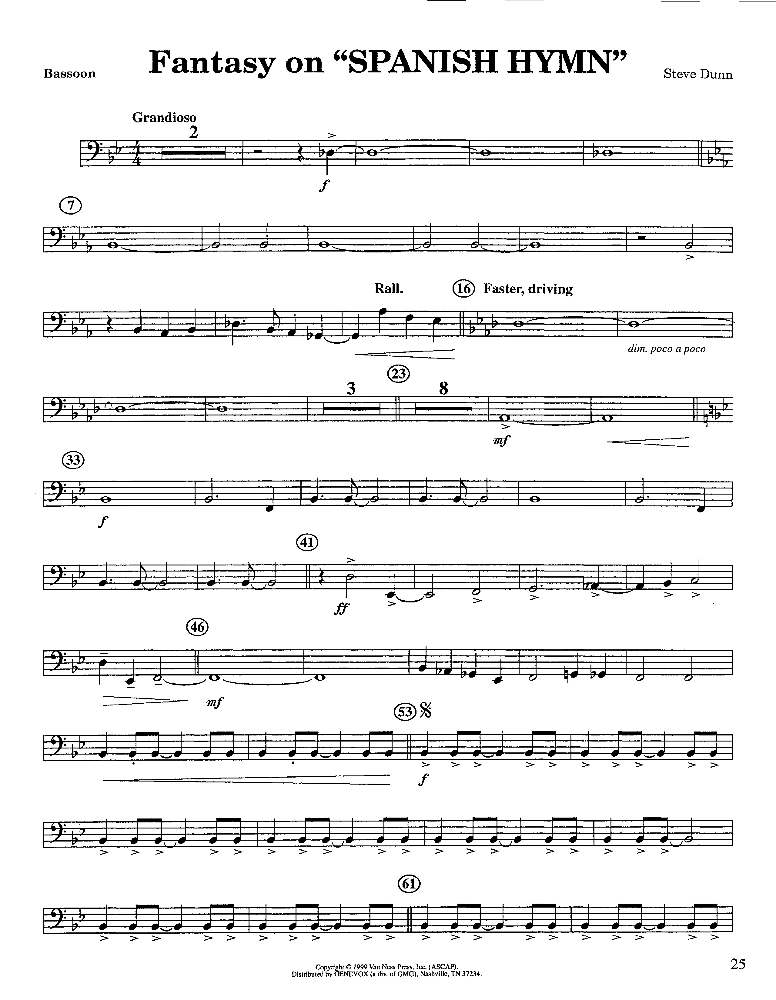 Fantasy On Spanish Hymn (Instrumental) Bassoon (Lifeway Worship / Arr. Steve Dunn)