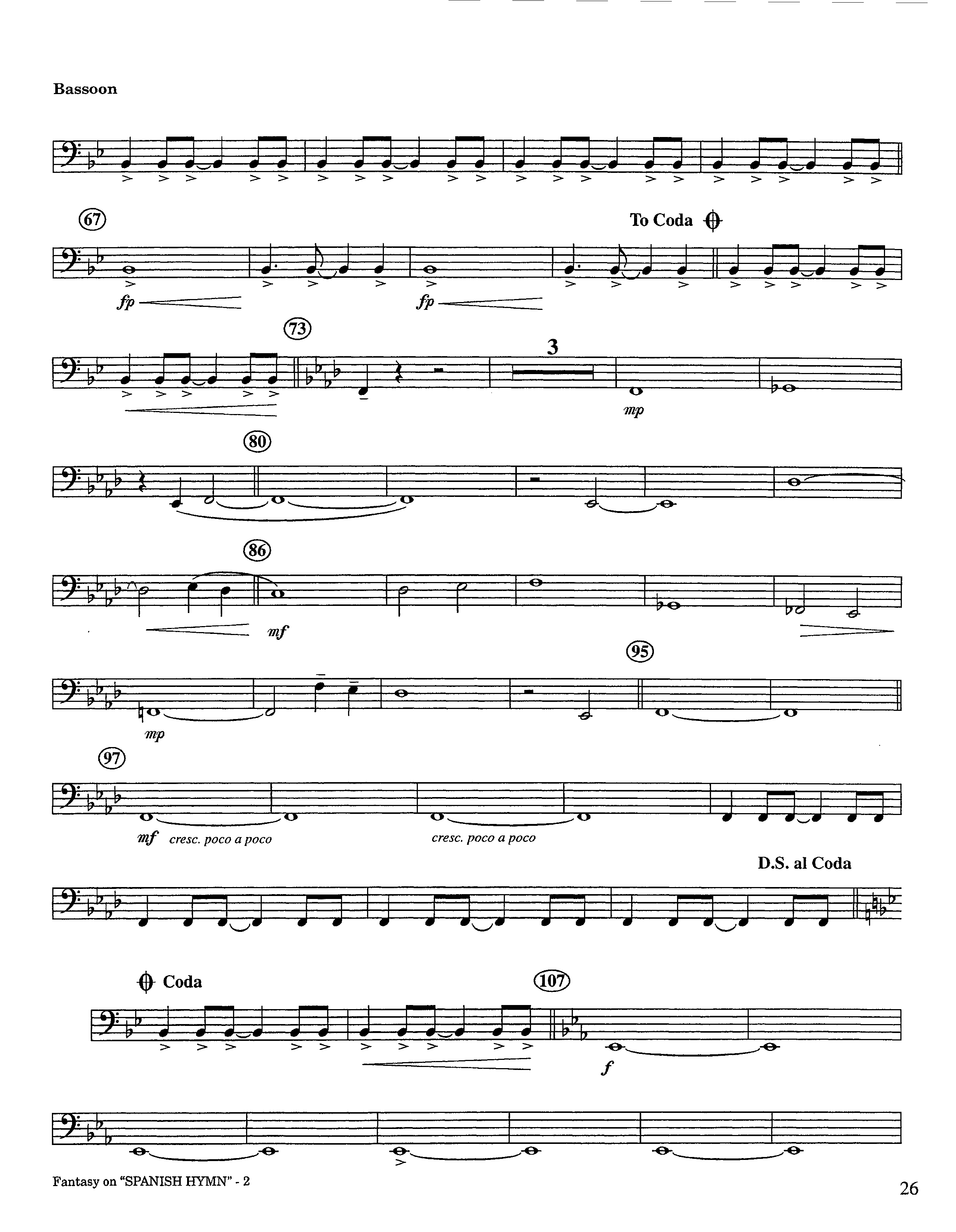 Fantasy On Spanish Hymn (Instrumental) Bassoon (Lifeway Worship / Arr. Steve Dunn)