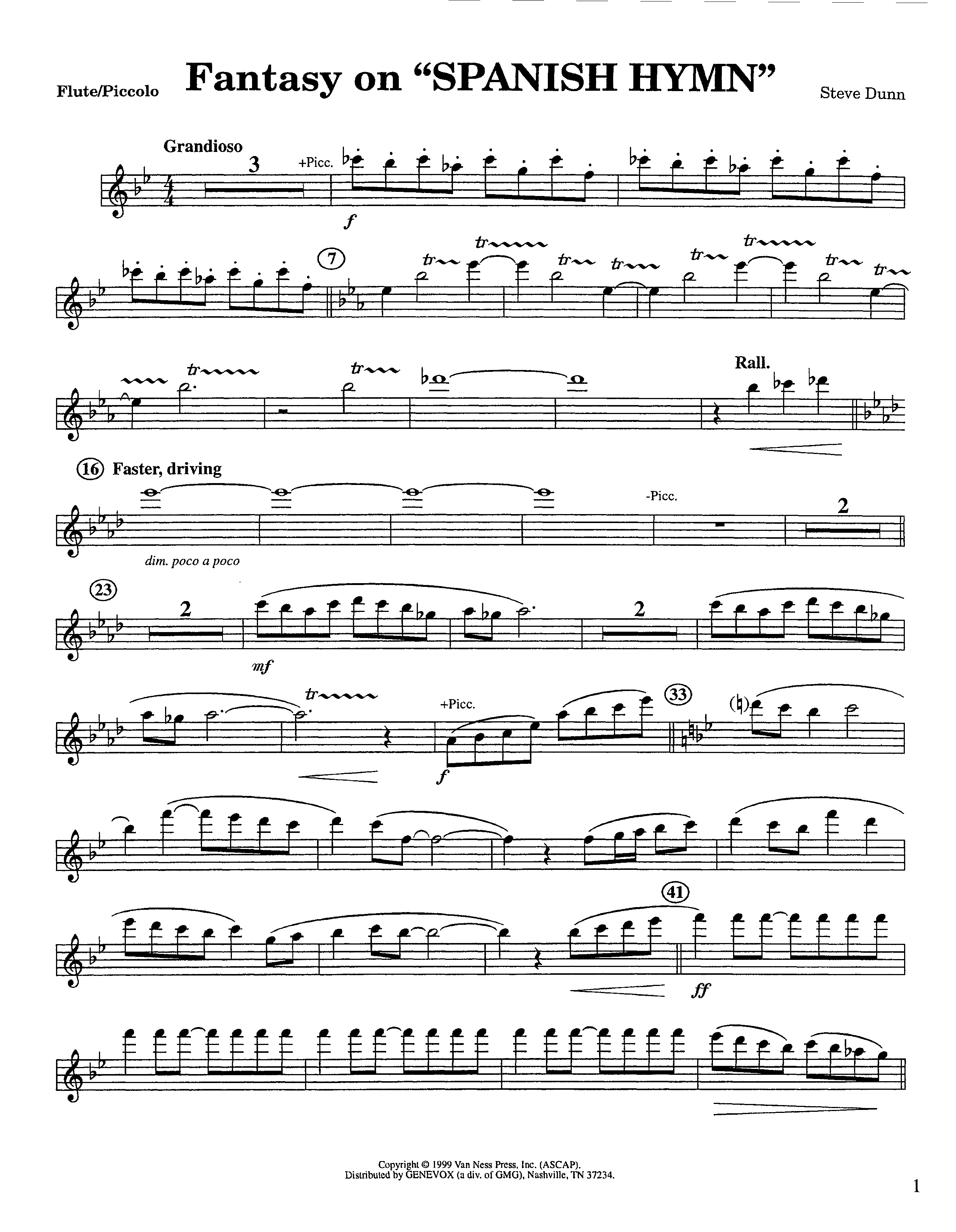 Fantasy On Spanish Hymn (Instrumental) Flute/Piccolo (Lifeway Worship / Arr. Steve Dunn)