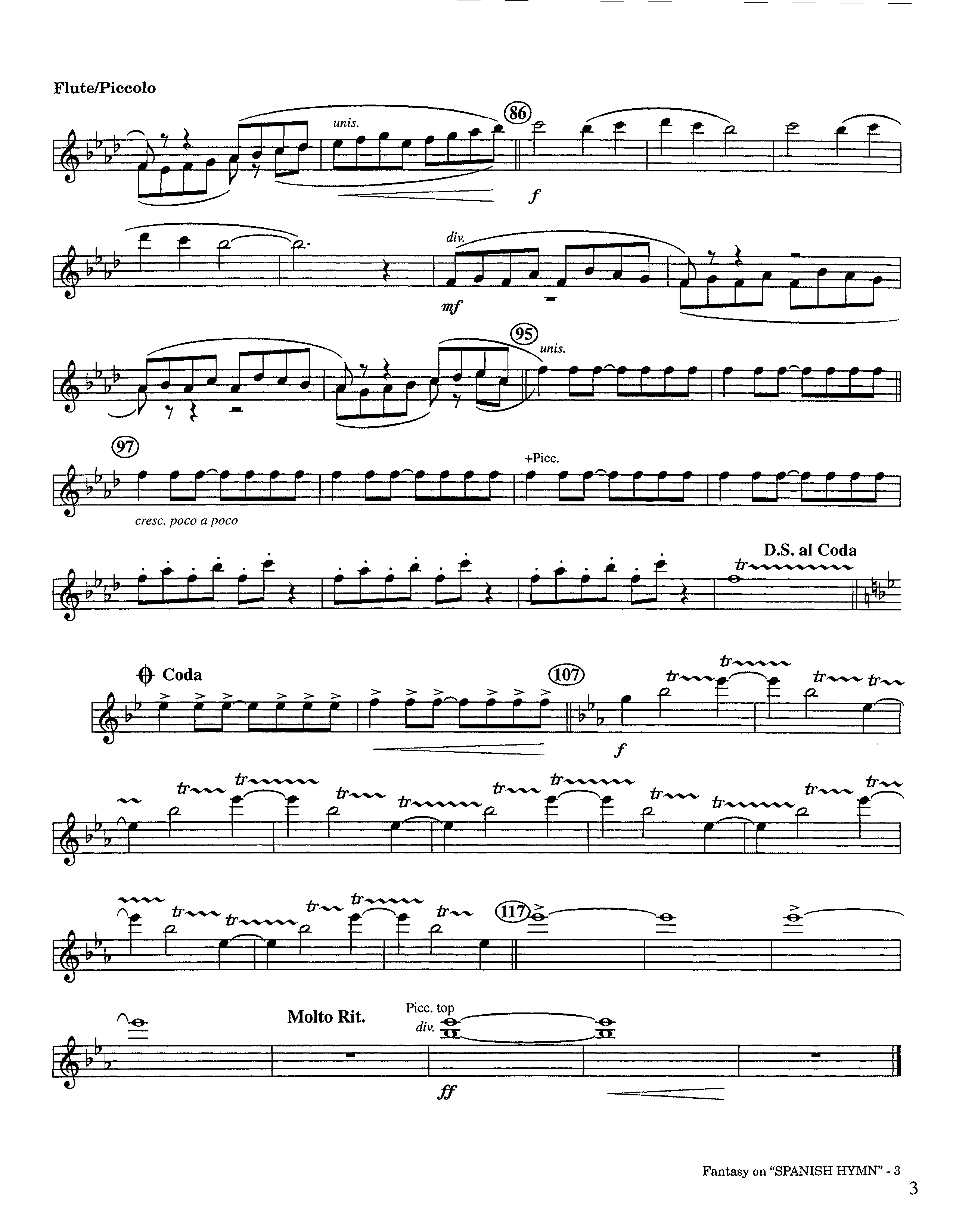 Fantasy On Spanish Hymn (Instrumental) Flute/Piccolo (Lifeway Worship / Arr. Steve Dunn)