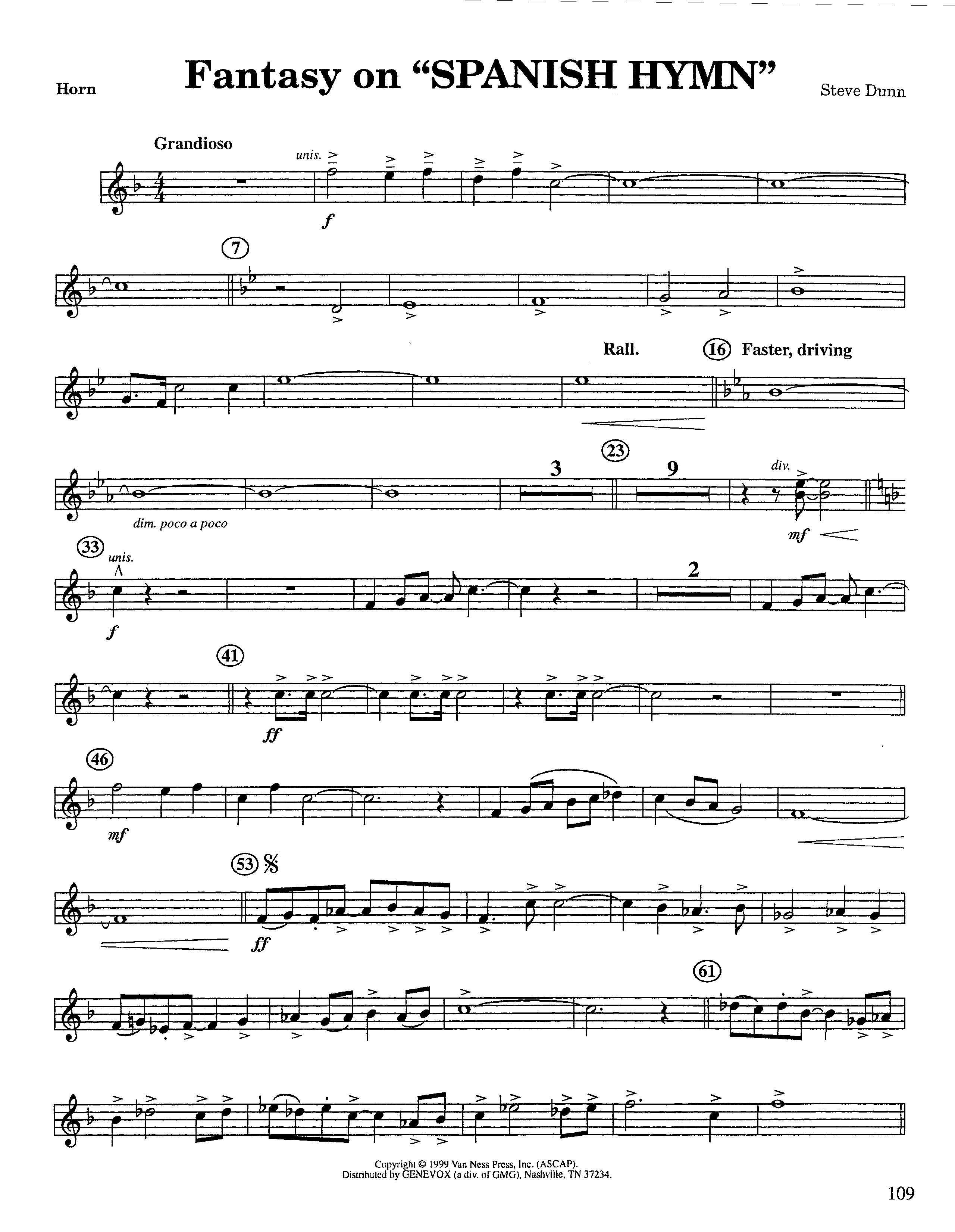 Fantasy On Spanish Hymn (Instrumental) French Horn (Lifeway Worship / Arr. Steve Dunn)