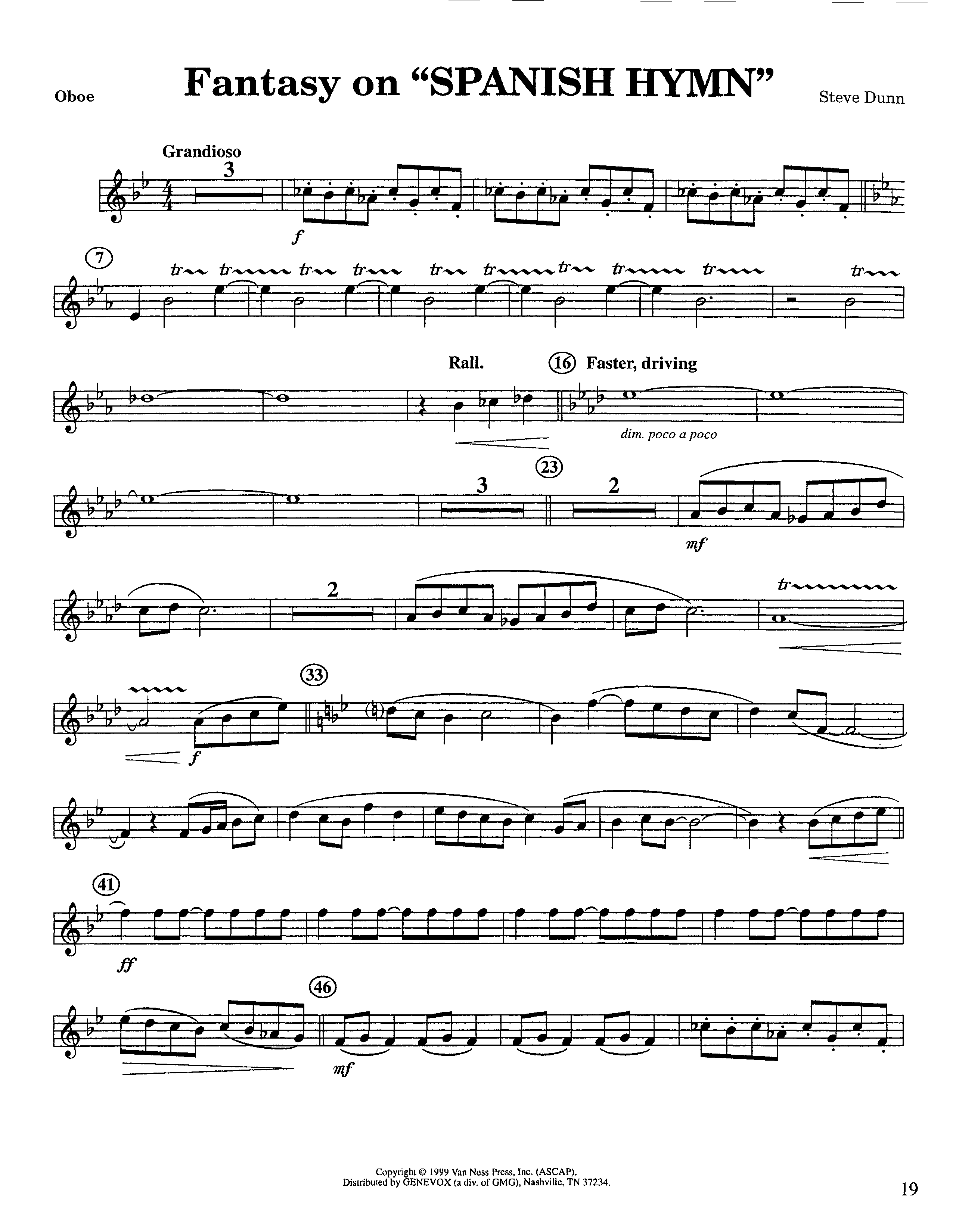 Fantasy On Spanish Hymn (Instrumental) Oboe (Lifeway Worship / Arr. Steve Dunn)