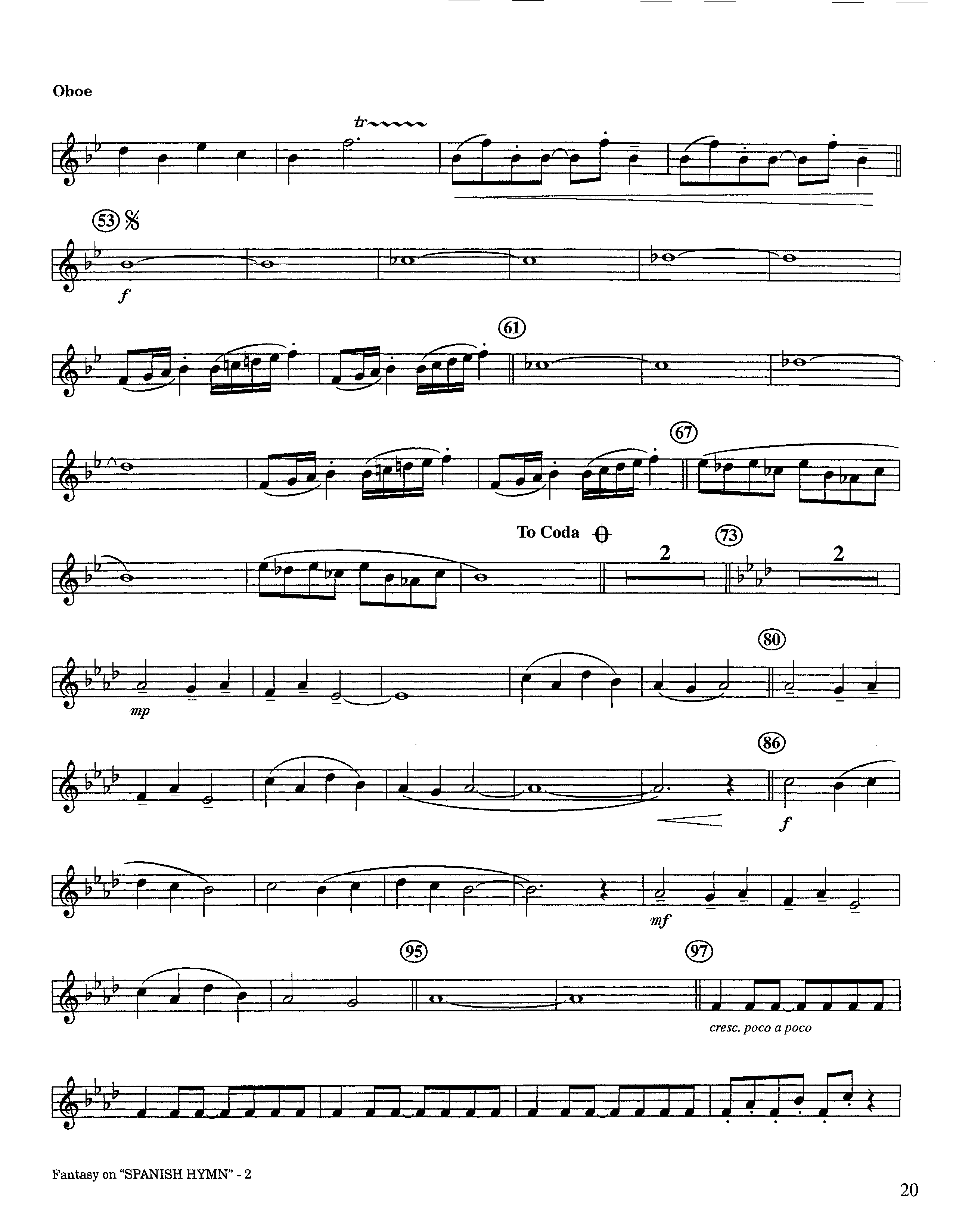 Fantasy On Spanish Hymn (Instrumental) Oboe (Lifeway Worship / Arr. Steve Dunn)