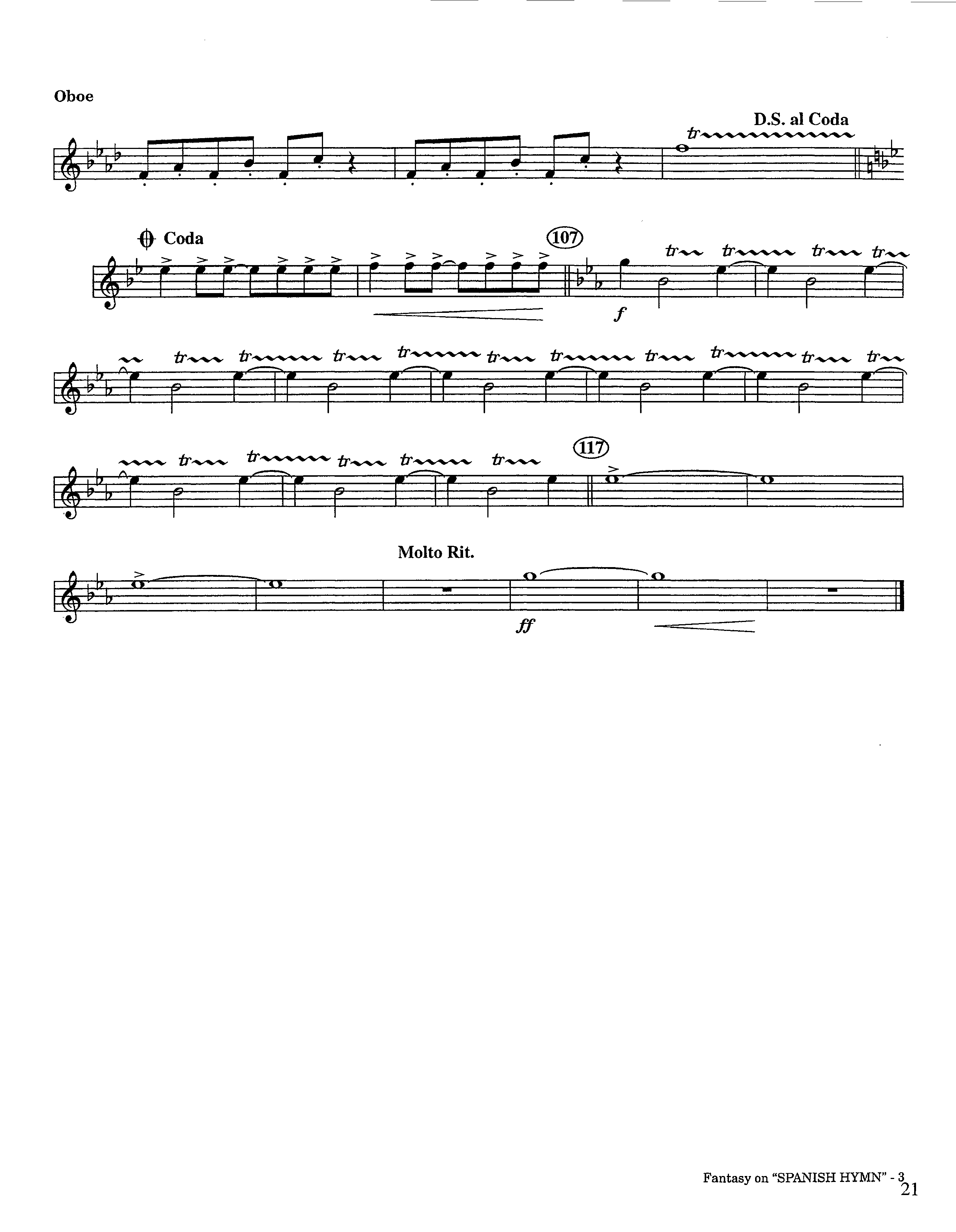 Fantasy On Spanish Hymn (Instrumental) Oboe (Lifeway Worship / Arr. Steve Dunn)