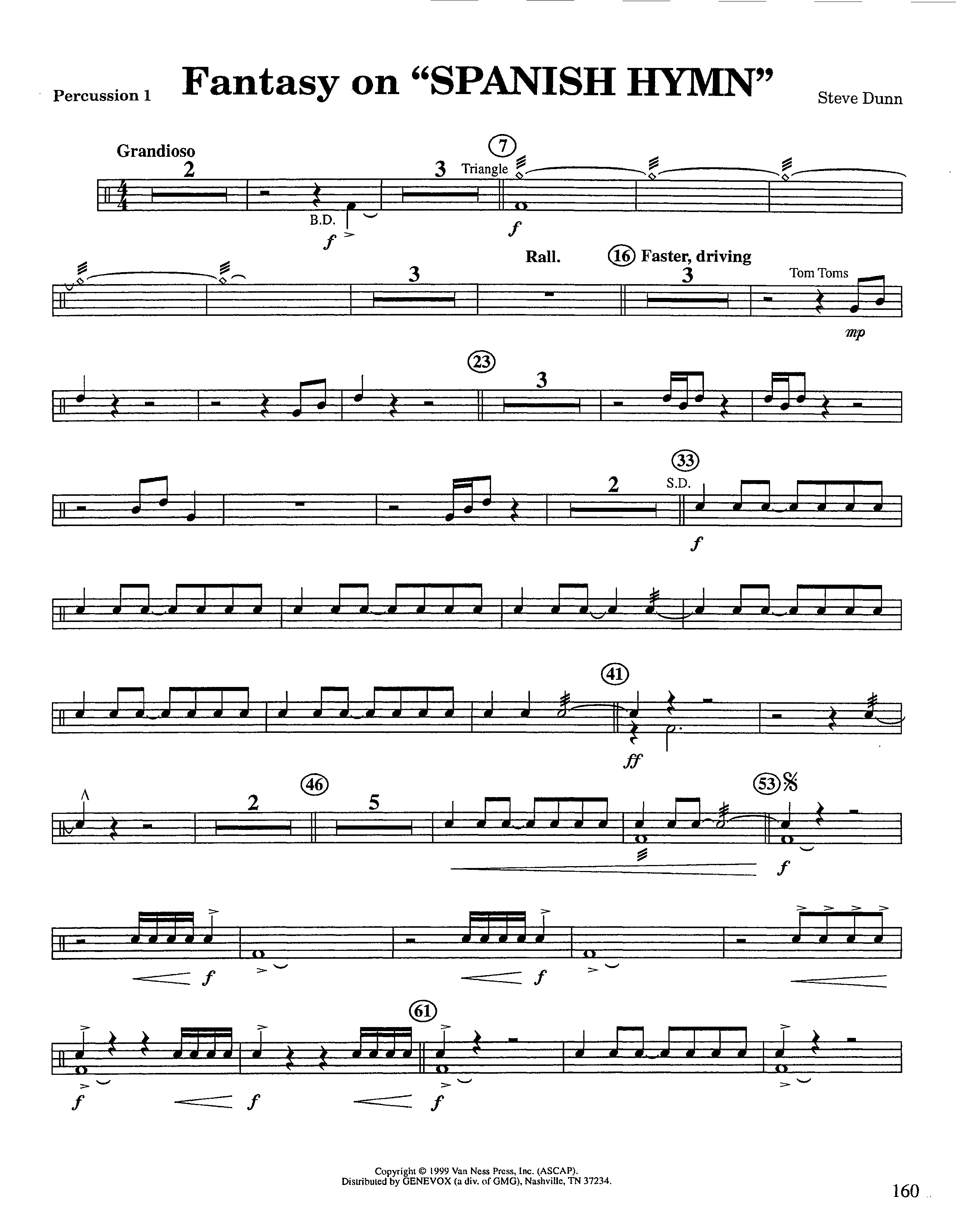 Fantasy On Spanish Hymn (Instrumental) Percussion 1/2 (Lifeway Worship / Arr. Steve Dunn)