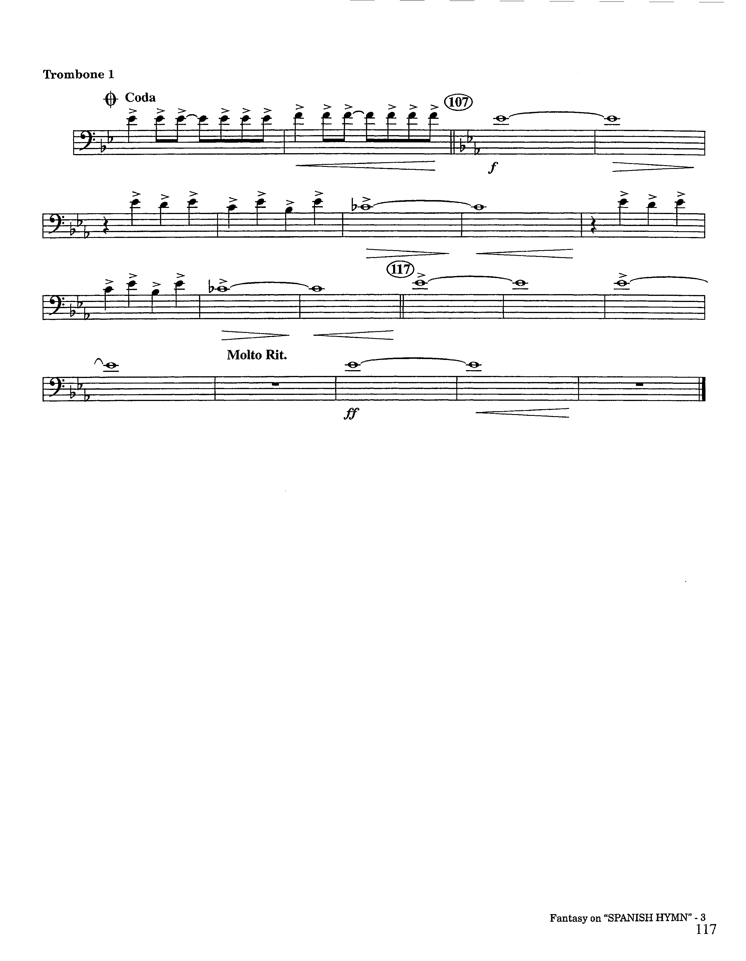 Fantasy On Spanish Hymn (Instrumental) Trombone 1 (Lifeway Worship / Arr. Steve Dunn)