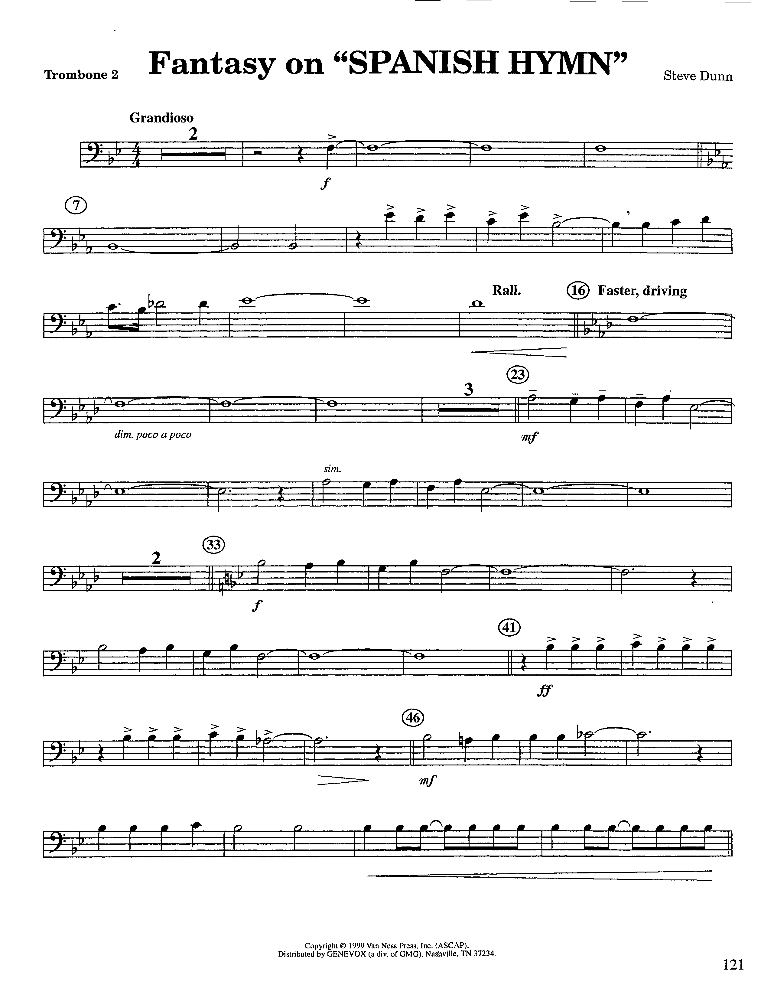Fantasy On Spanish Hymn (Instrumental) Trombone 2 (Lifeway Worship / Arr. Steve Dunn)