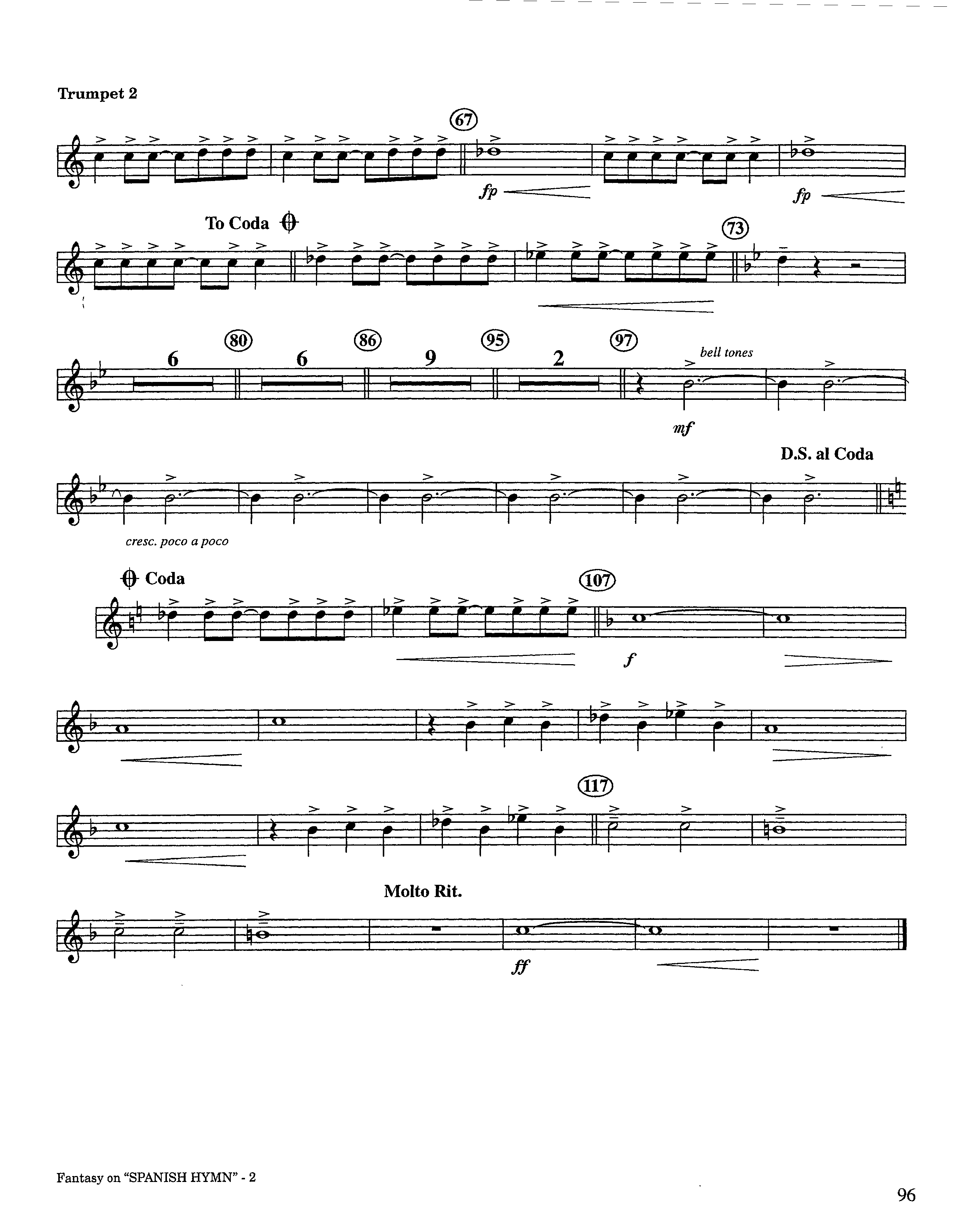 Fantasy On Spanish Hymn (Instrumental) Trumpet 2 (Lifeway Worship / Arr. Steve Dunn)