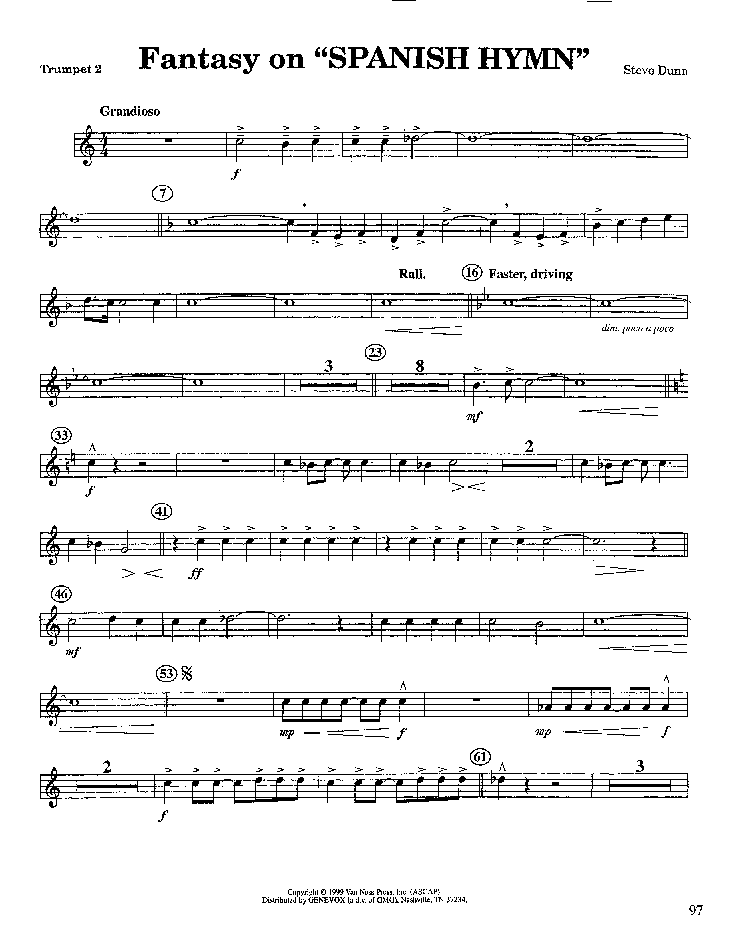 Fantasy On Spanish Hymn (Instrumental) Trumpet 2 (Lifeway Worship / Arr. Steve Dunn)