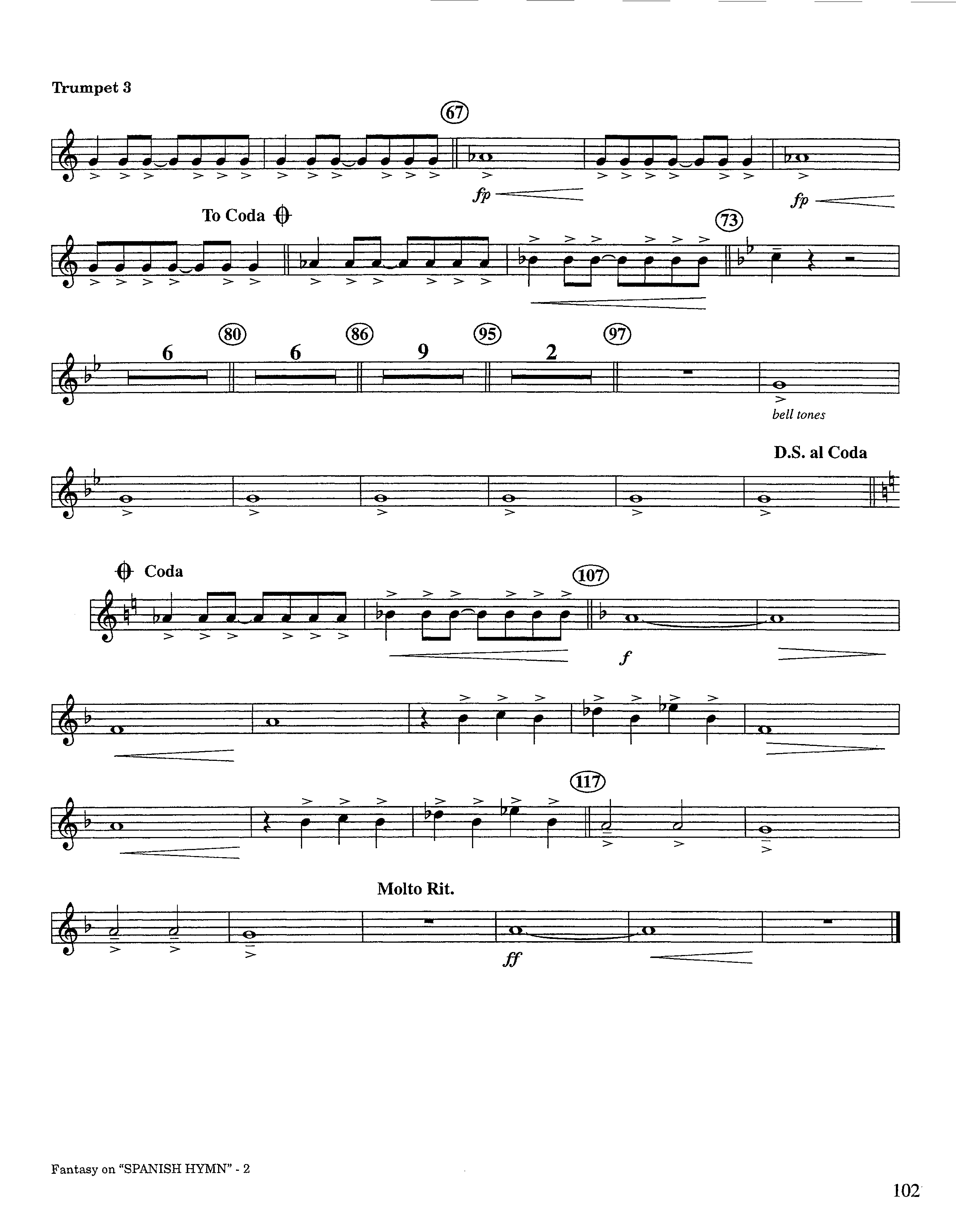 Fantasy On Spanish Hymn (Instrumental) Trumpet 3 (Lifeway Worship / Arr. Steve Dunn)