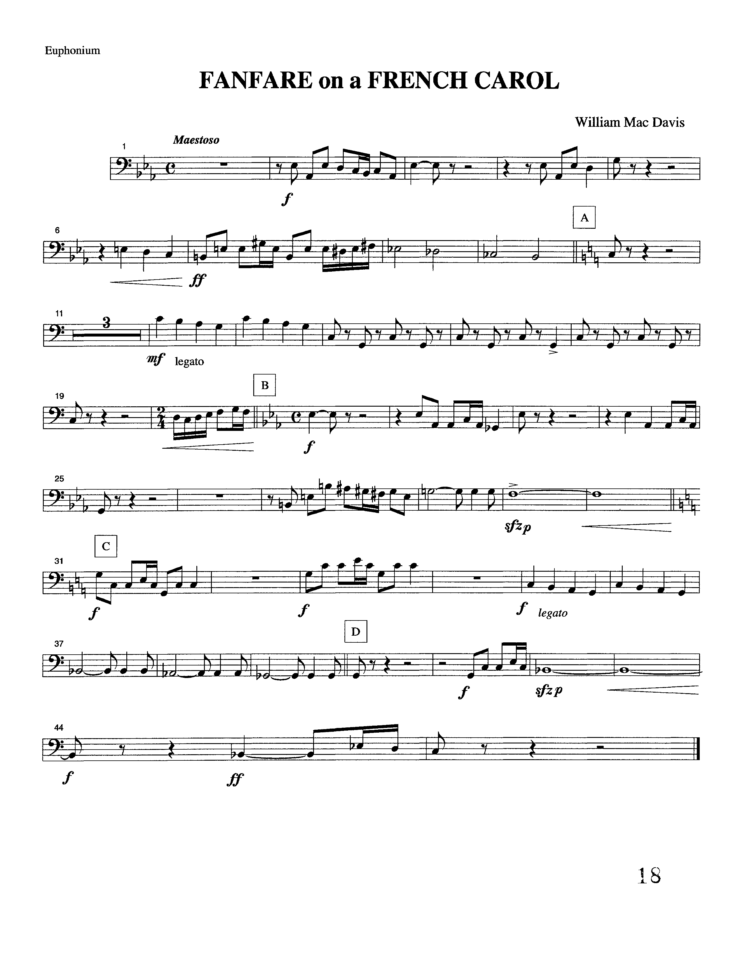 Fanfare On A French Carol (Instrumental) Euphonium (Lifeway Worship / Arr. William Mac Davis)