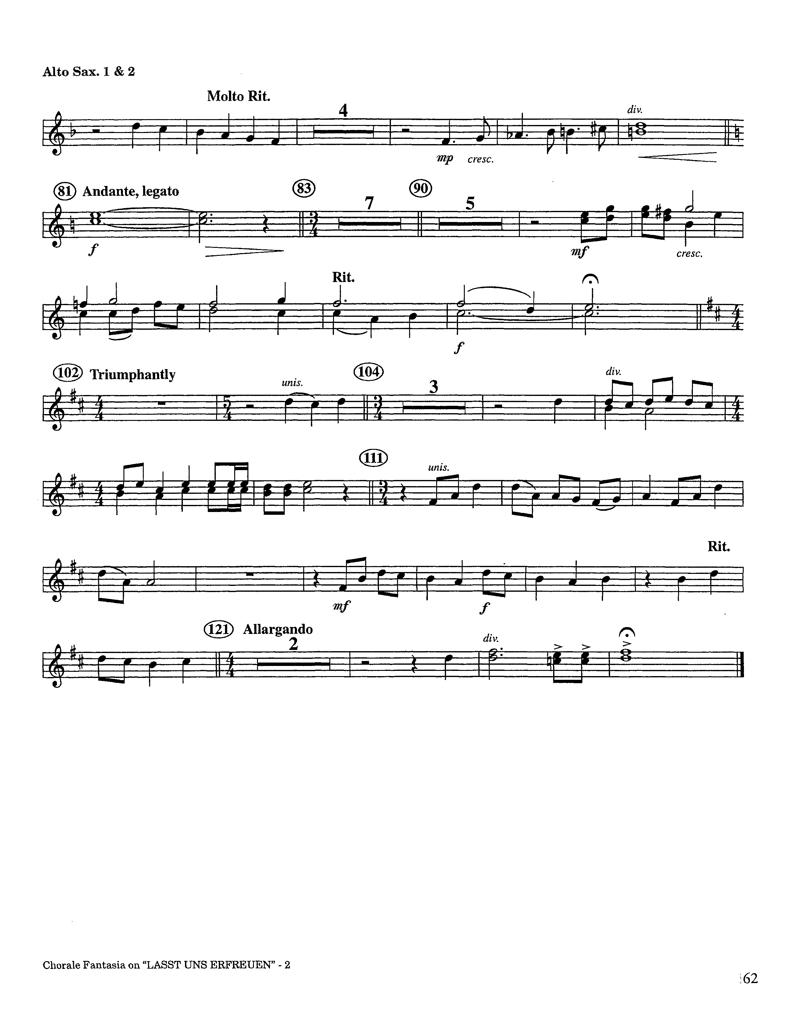 Chorale Fantasia (Instrumental) Alto Sax 1/2 (Lifeway Worship / Arr. Jeff Cranfill)