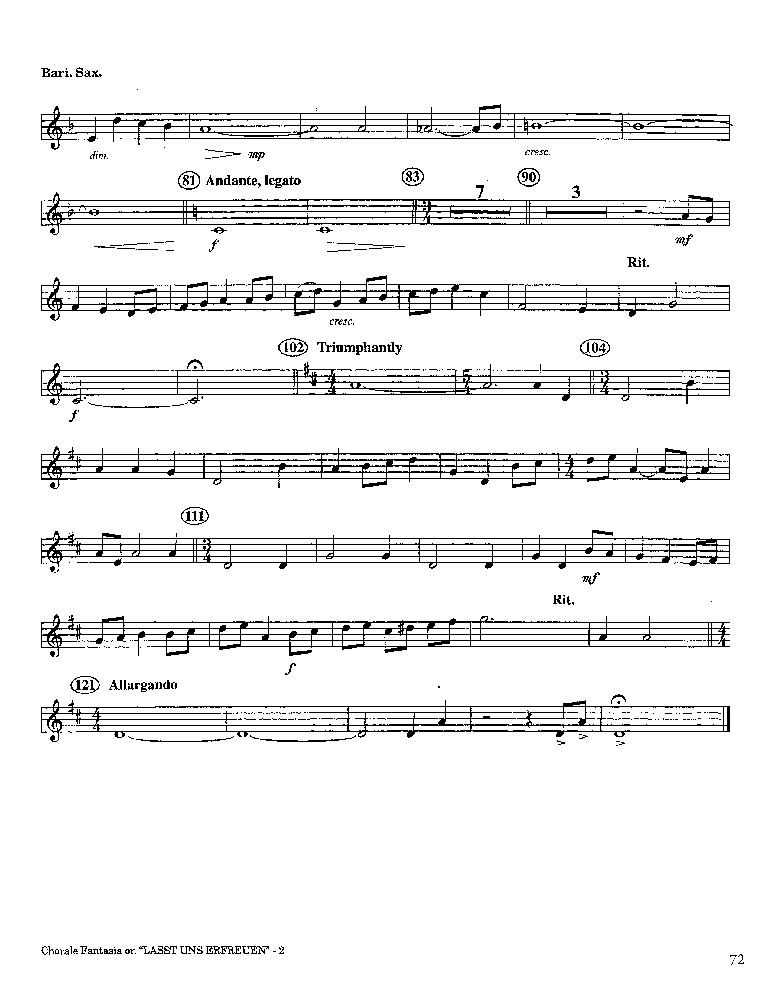 Chorale Fantasia (Instrumental) Bari Sax (Lifeway Worship / Arr. Jeff Cranfill)