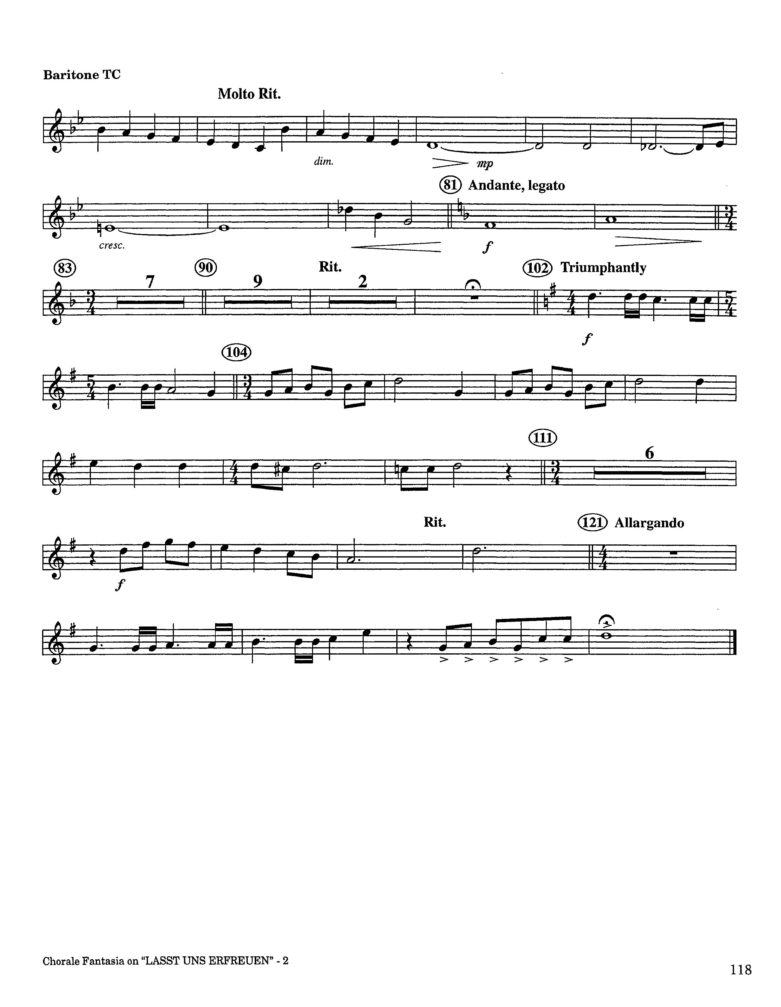 Chorale Fantasia (Instrumental) Baritone TC (Lifeway Worship / Arr. Jeff Cranfill)