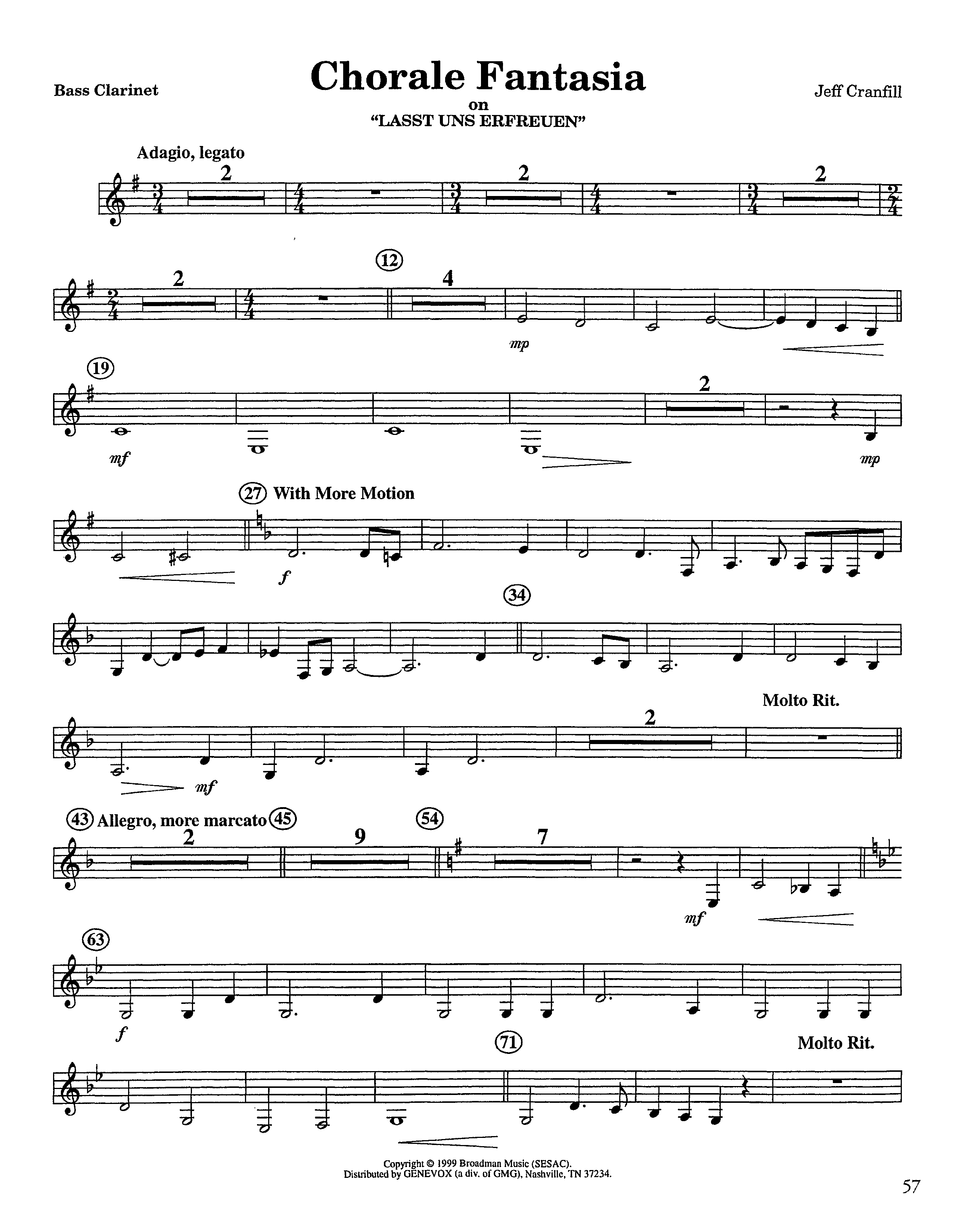 Chorale Fantasia (Instrumental) Bass Clarinet (Lifeway Worship / Arr. Jeff Cranfill)
