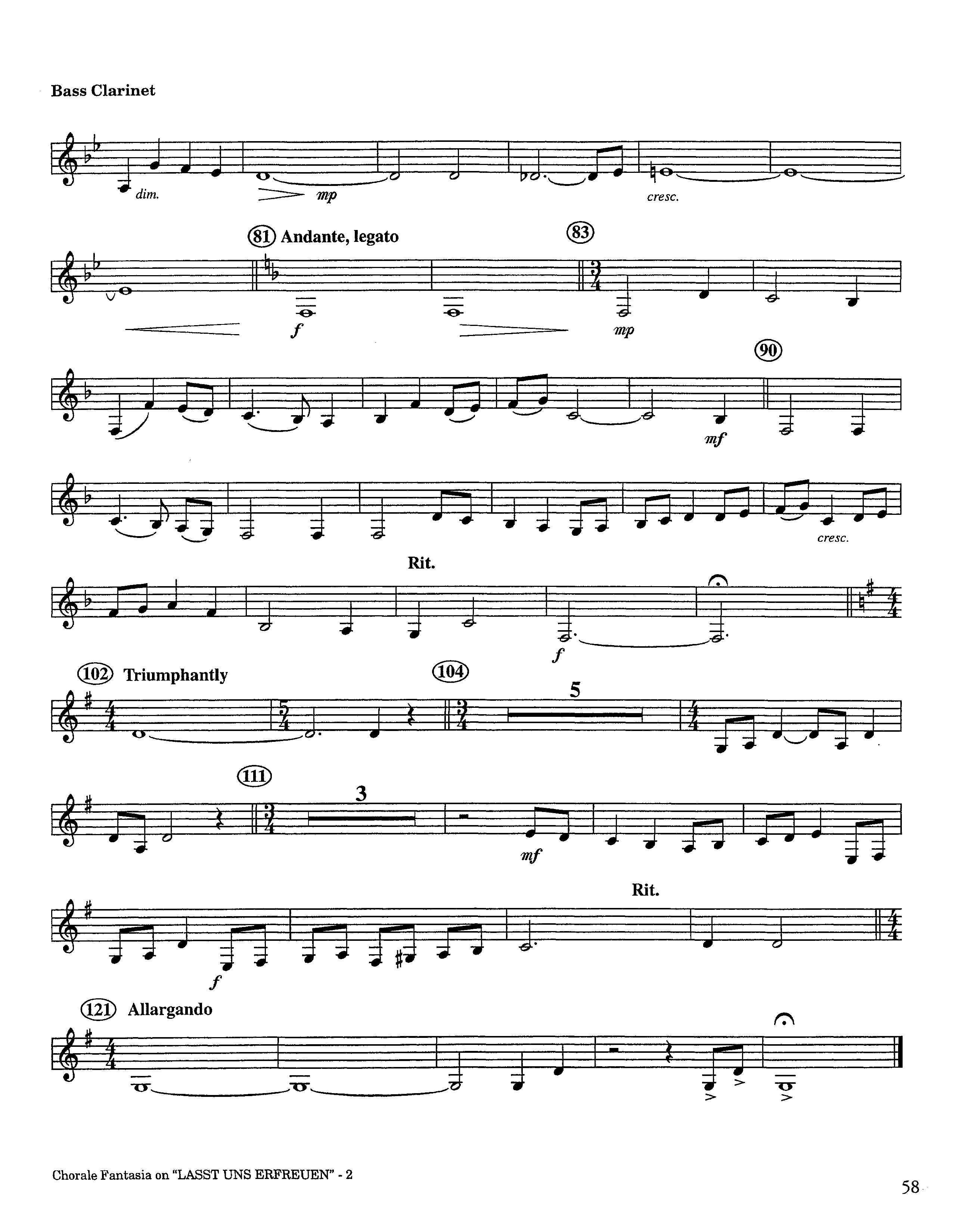 Chorale Fantasia (Instrumental) Bass Clarinet (Lifeway Worship / Arr. Jeff Cranfill)