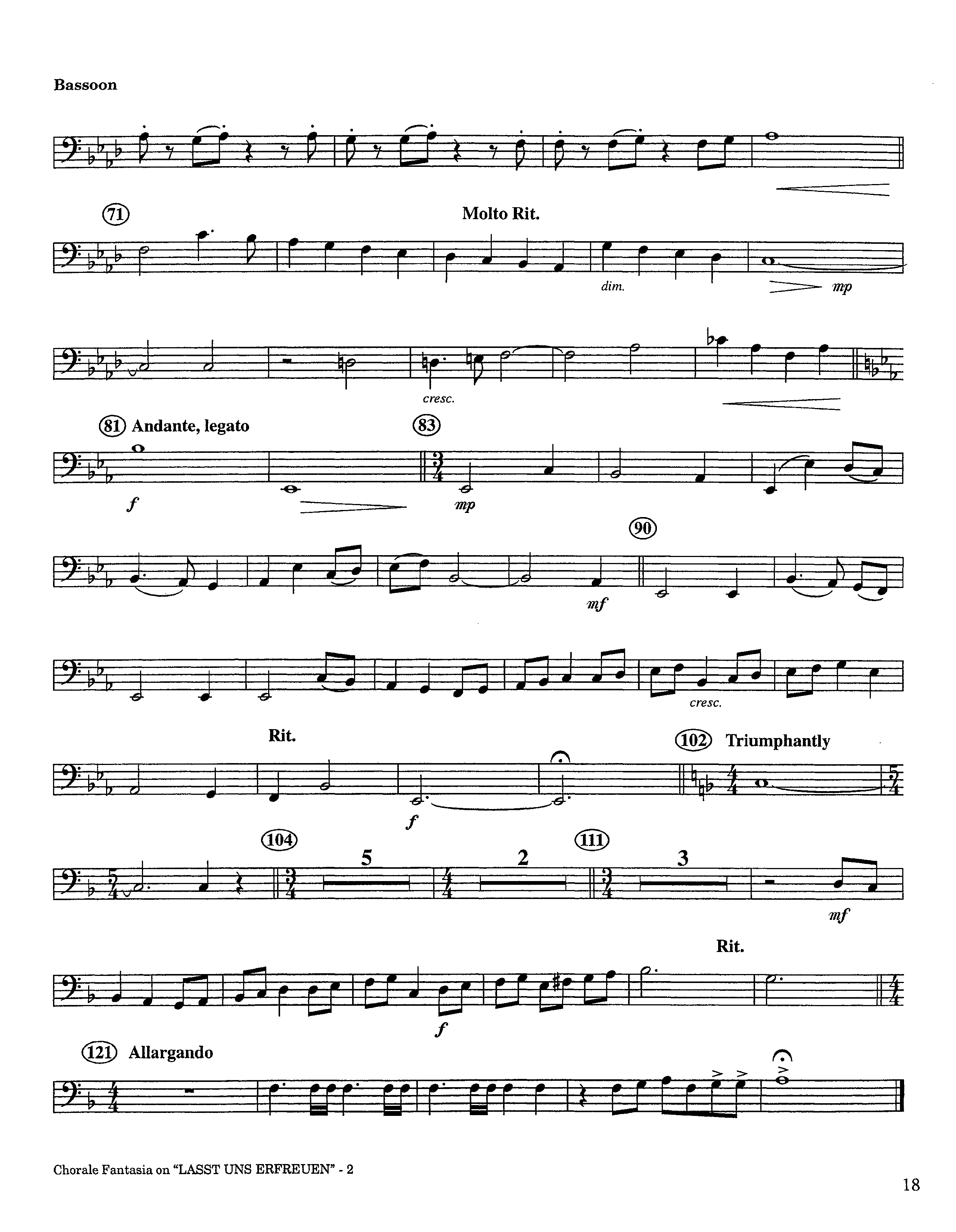 Chorale Fantasia (Instrumental) Bassoon (Lifeway Worship / Arr. Jeff Cranfill)