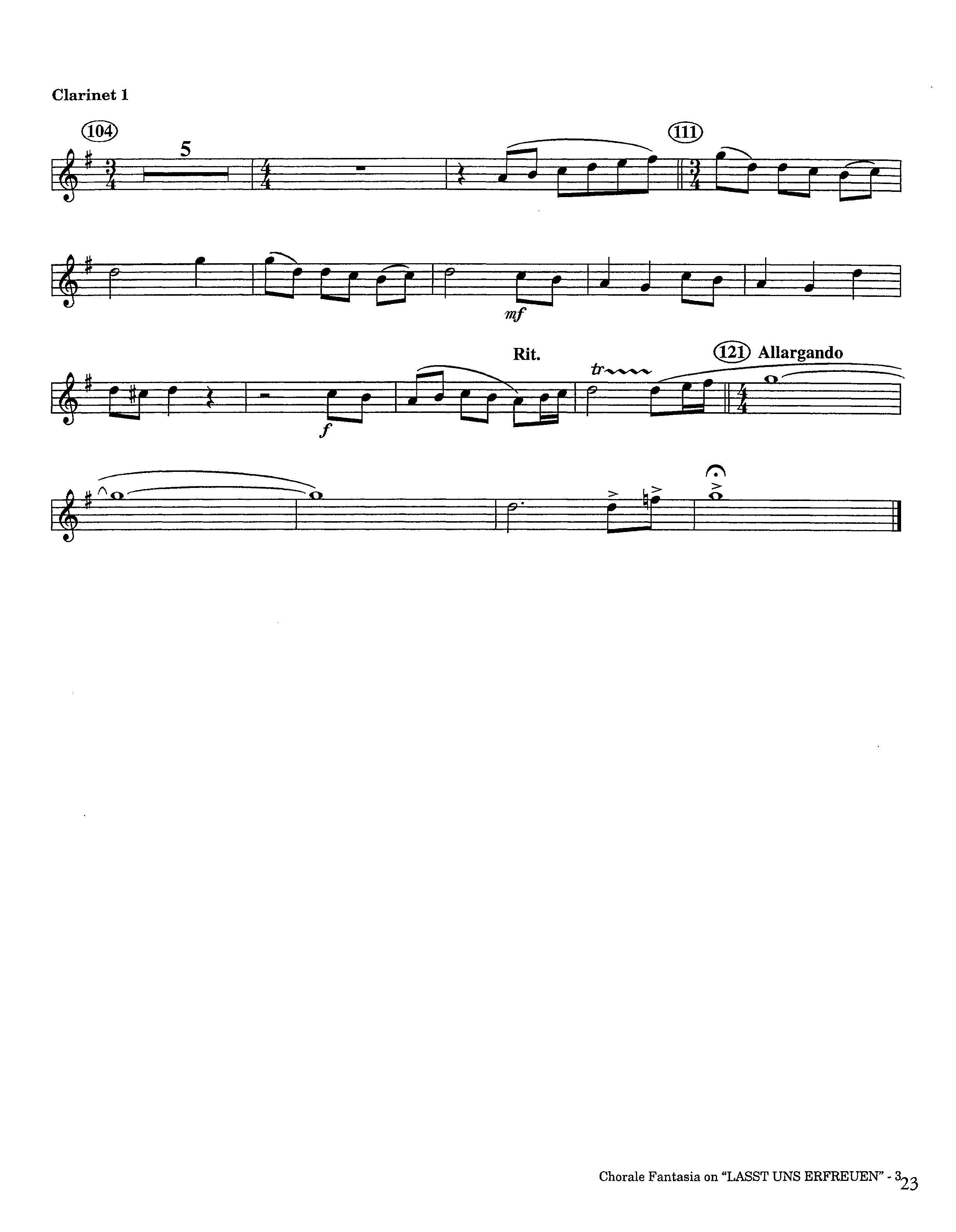 Chorale Fantasia (Instrumental) Clarinet 1/2 (Lifeway Worship / Arr. Jeff Cranfill)