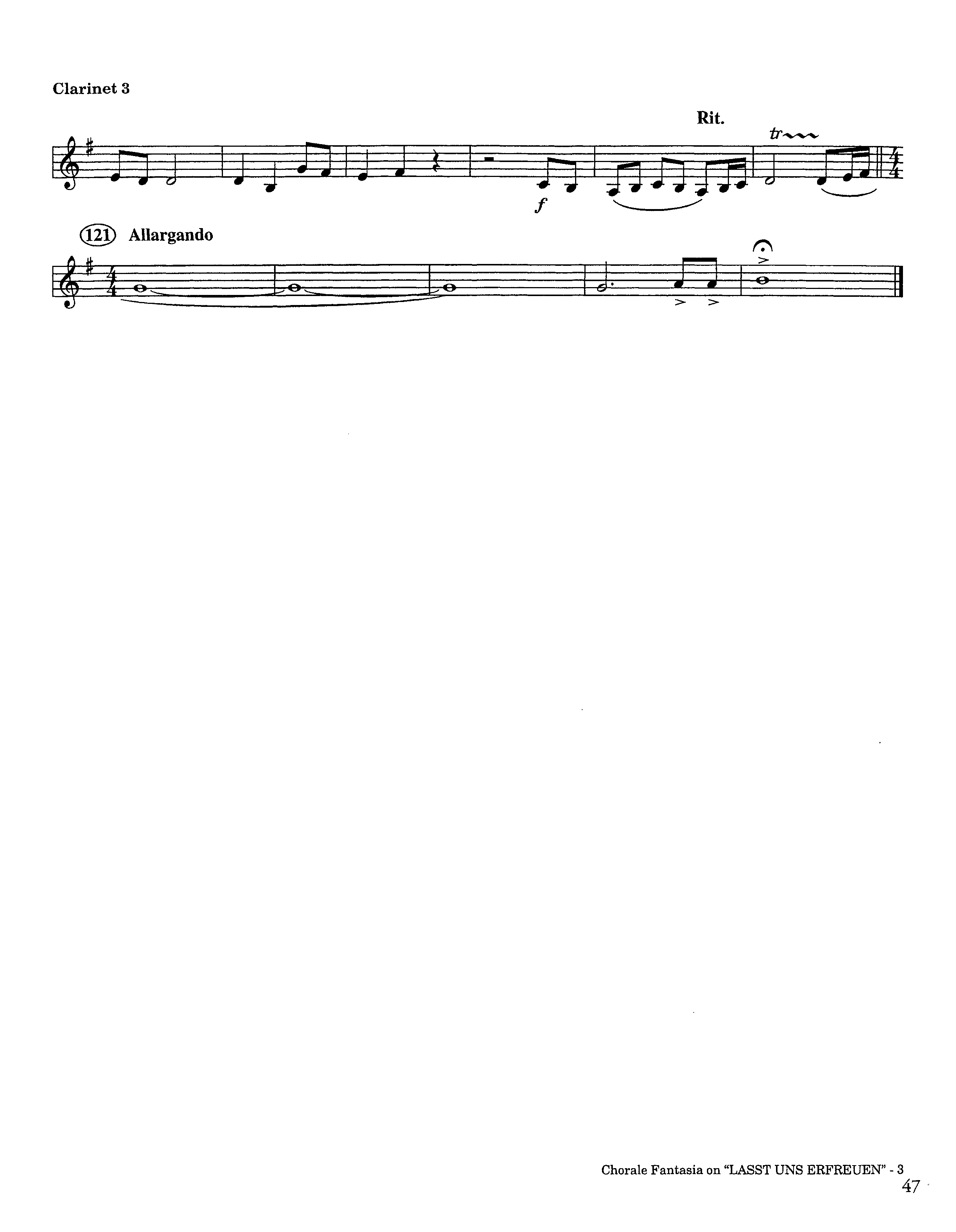 Chorale Fantasia (Instrumental) Clarinet 3 (Lifeway Worship / Arr. Jeff Cranfill)