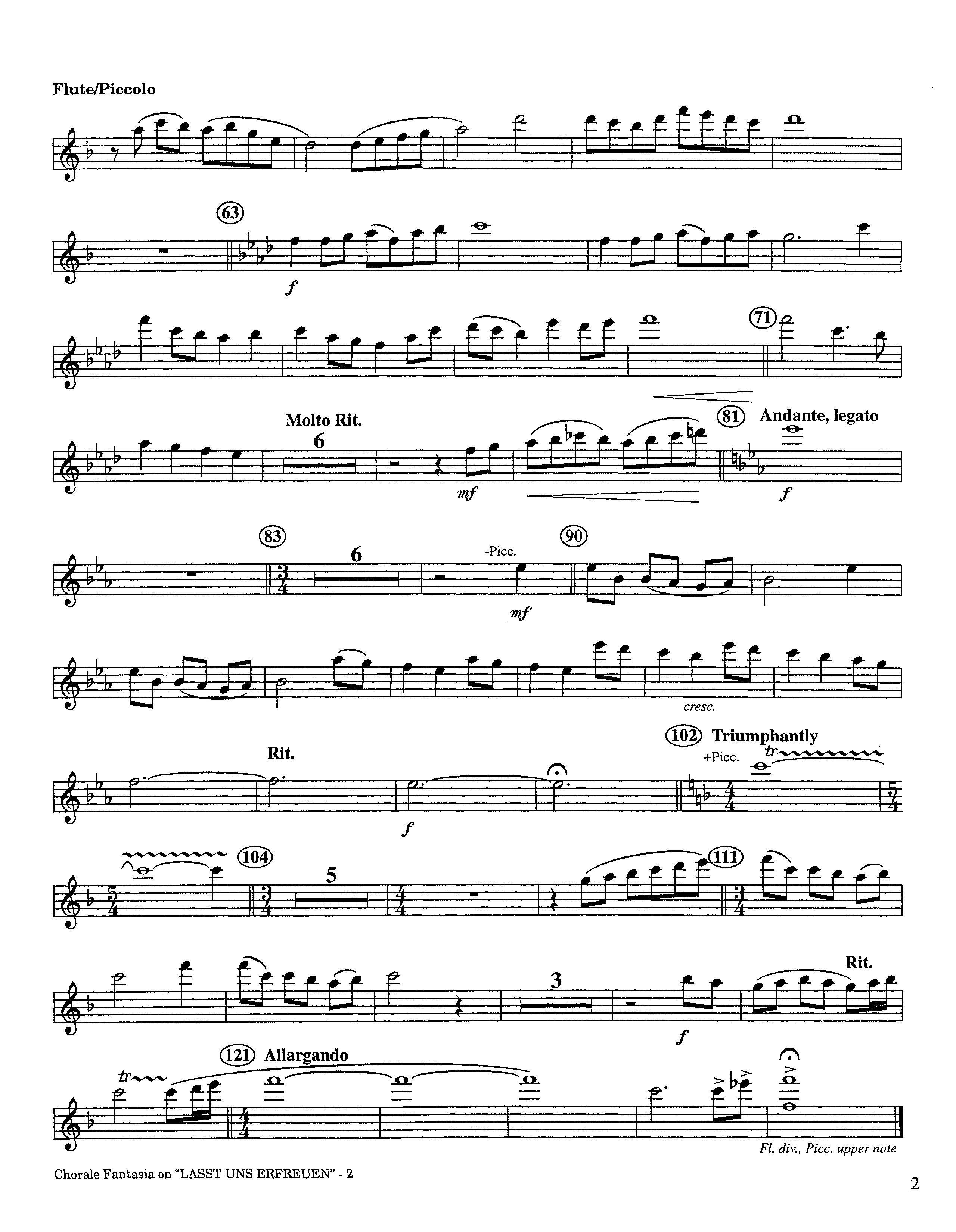 Chorale Fantasia (Instrumental) Flute/Piccolo (Lifeway Worship / Arr. Jeff Cranfill)