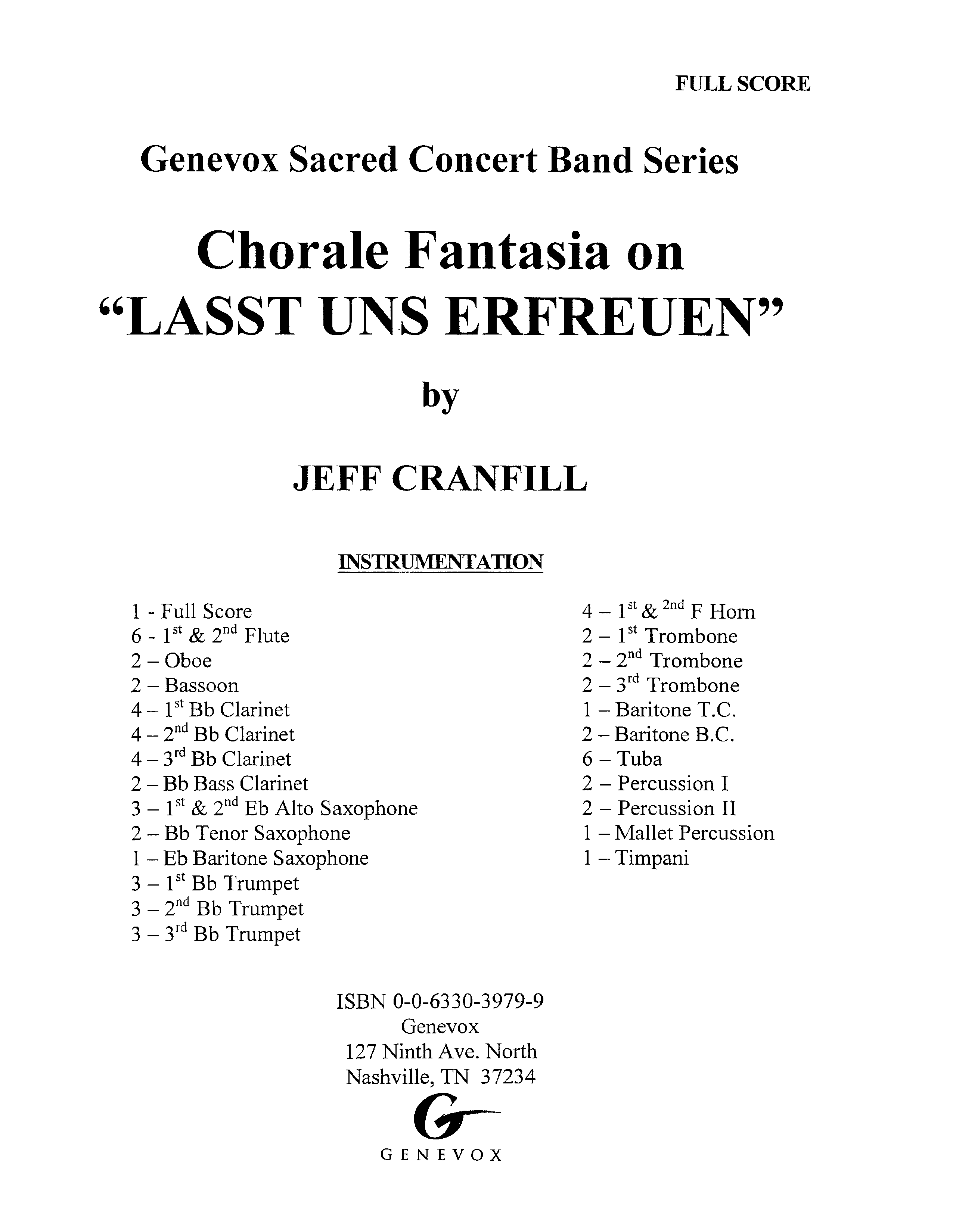 Chorale Fantasia (Instrumental) Instructions (Lifeway Worship / Arr. Jeff Cranfill)