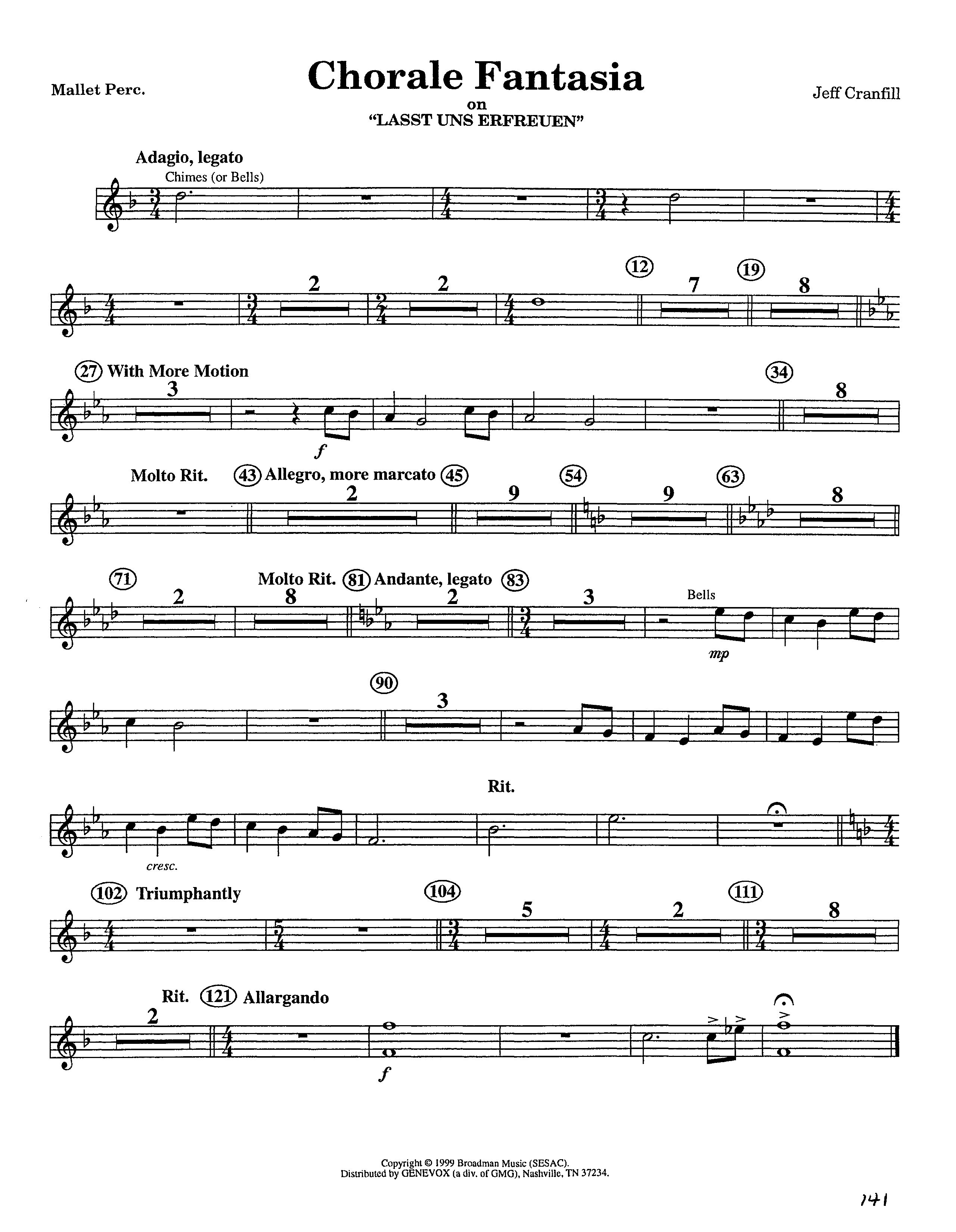 Chorale Fantasia (Instrumental) Mallets (Lifeway Worship / Arr. Jeff Cranfill)